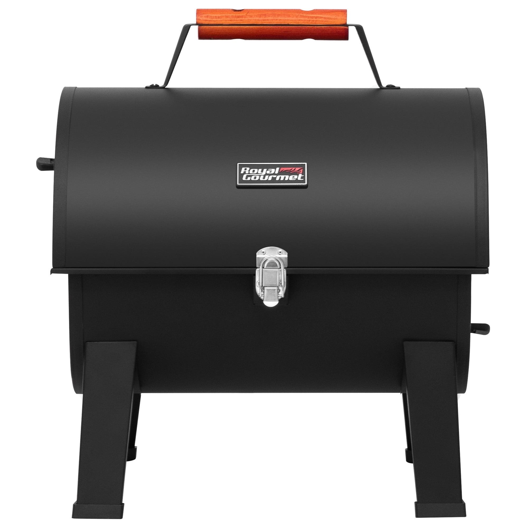 Royal Gourmet Compact Black Portable Charcoal Grill with Side Cooking Area