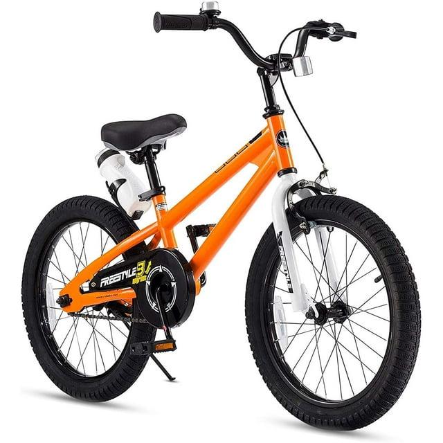 RoyalBaby Freestyle 18 Inch Kids Bike with Kickstand, Water Bottle and Holder, and Reflectors for Boys and Girls Ages 5 to 9, Orange