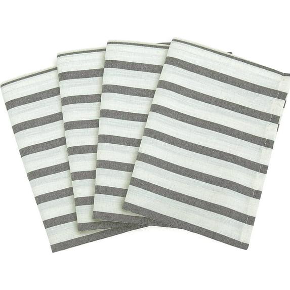 Royale Kitchen Towel 4 Pack - 100% Cotton Kitchen Dish Towel - Tea Towels - Reusable Cleaning Cloths - Highly Absorbent Bar Towel - Large Dish Towels - Wiping Cloth - (15X25 Inch, Black Stripe)
