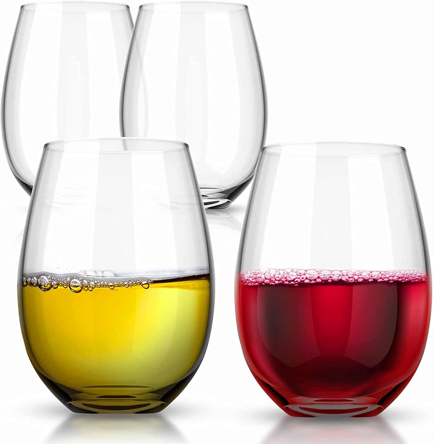 Modern Clear Borosilicate Glass Stemless Wine Cups, 4-Piece Set