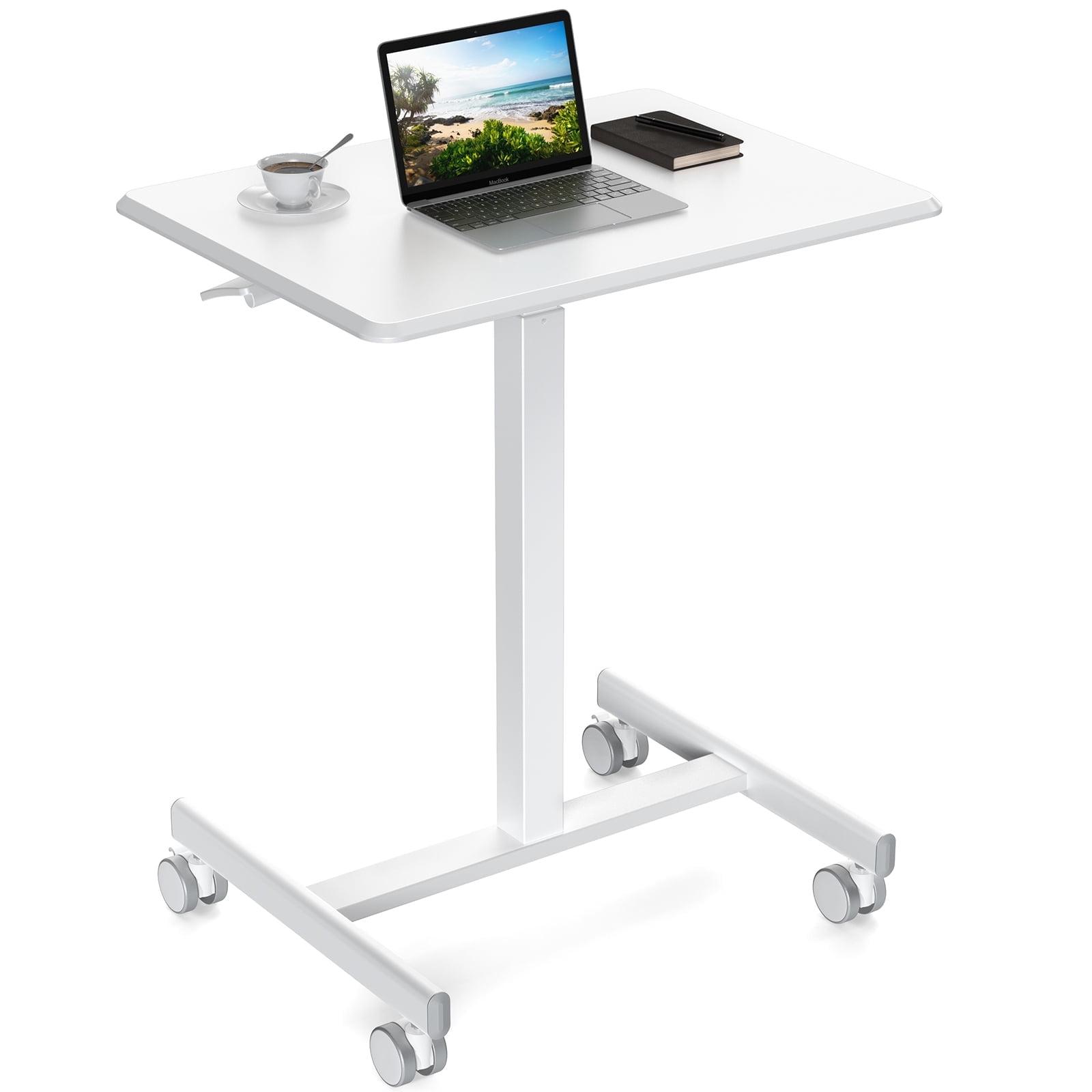 XIANERS Mobile Standing Desk Pneumatic Computer Table Adjustable Height Mobile Stand Up Desk With Wheels Portable Rolling Desk Computer Desk Laptop Desk Standing Table latest