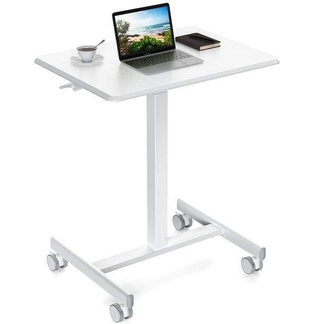 XIANERS Mobile Standing Desk Pneumatic Computer Table Adjustable Height Mobile Stand Up Desk With Wheels Portable Rolling Desk Computer Desk Laptop Desk Standing Table latest