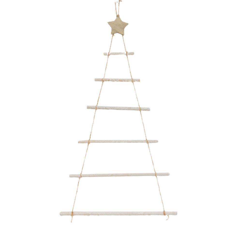 Rtyweth Wood Ladder Tree with Star Wall Hanging Twig Tree, christmas tree ladder decor, Ladde Branch Wooden Hanging Wooden Ornaments T2L9