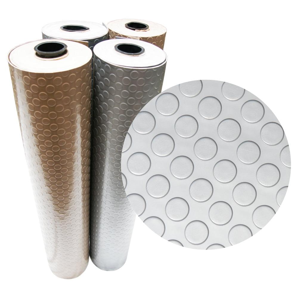 Rubber-Cal "Coin-Grip Metallic" PVC Flooring - 2.5 mm x 4 ft x 8 ft - Silver