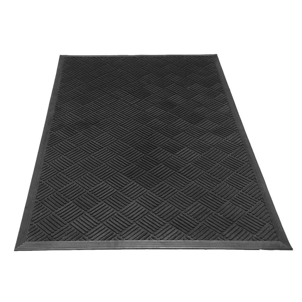 Rubber-Cal "Dura-Scraper Checkered" Entrance Mat - Black