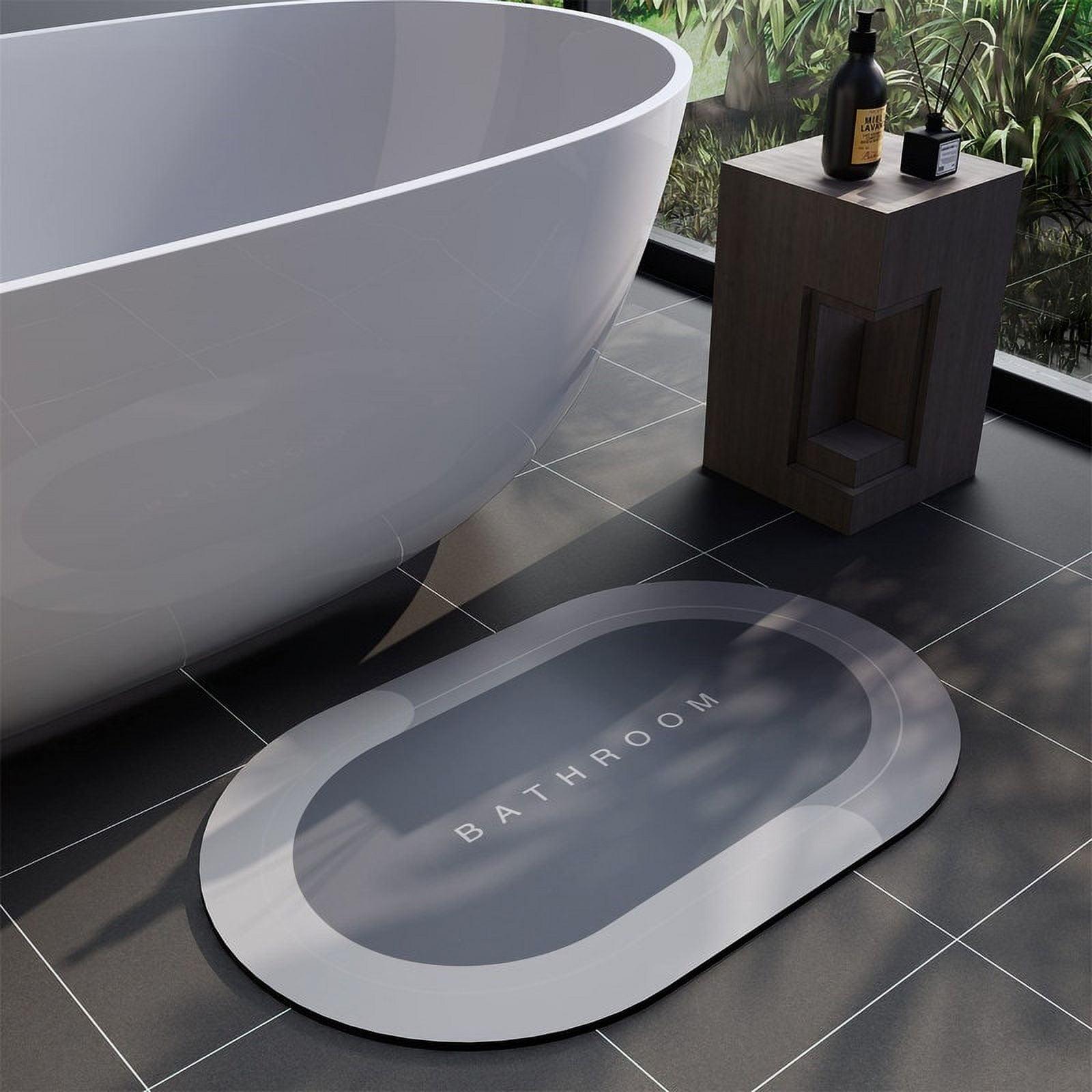 Rubber Non-Slip Quick Dry Bathroom Rugs 17"x27" - Grey