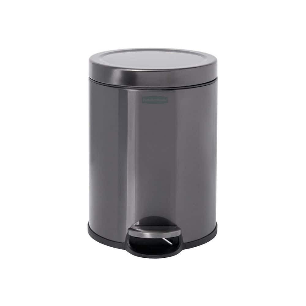 1.6-Gallon Gray Stainless Steel Step-On Trash Can