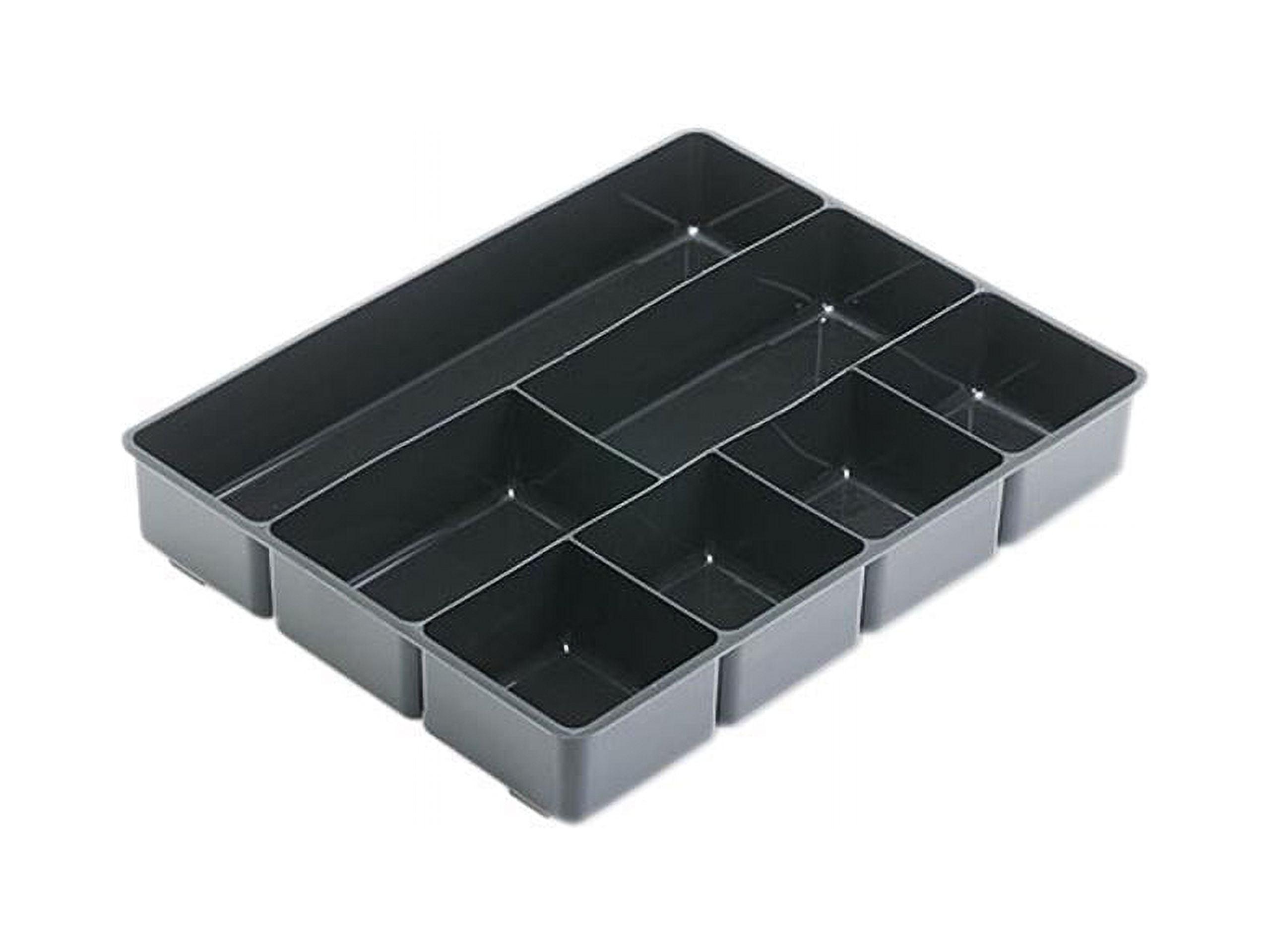 Black Plastic 7-Compartment Extra Deep Drawer Organizer