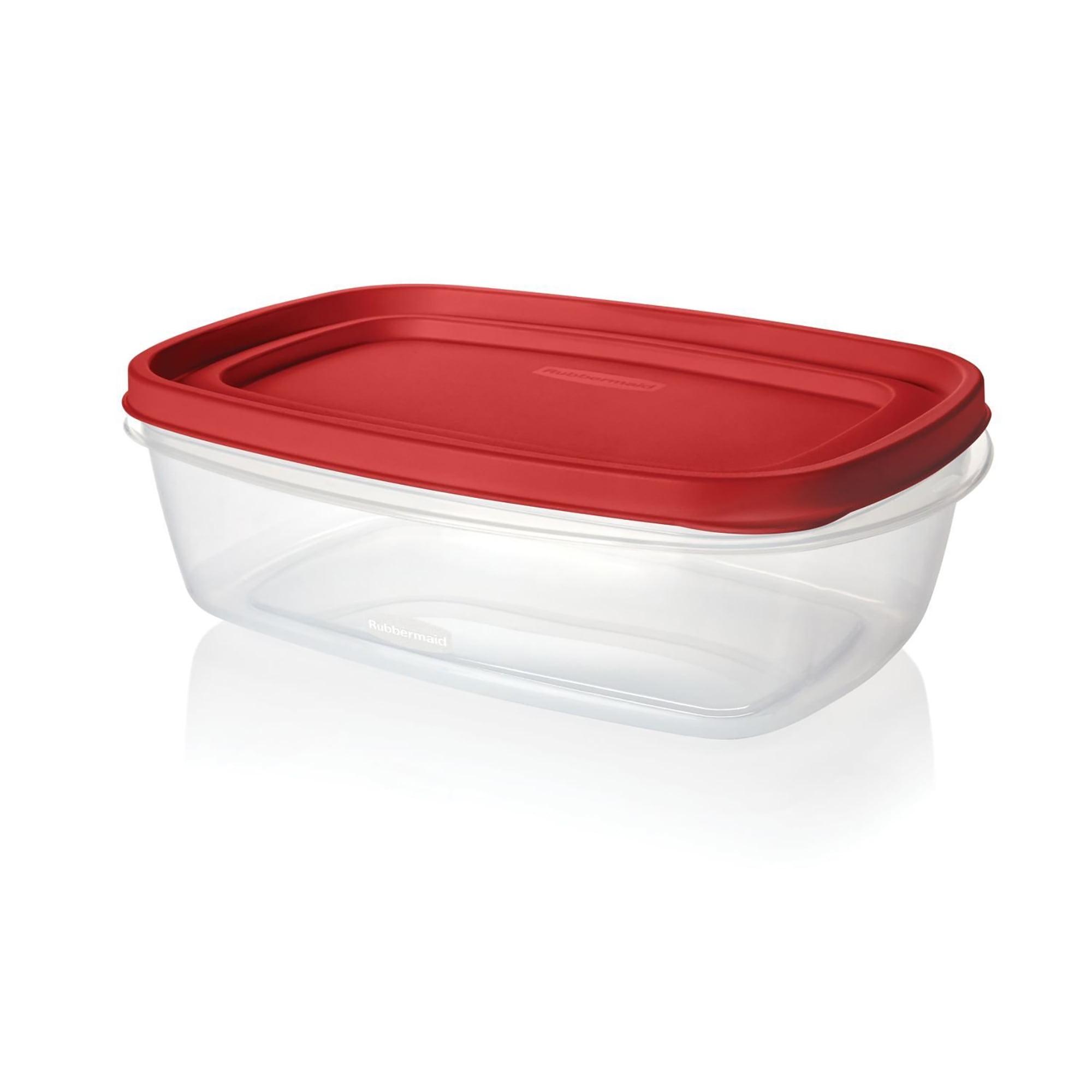 8.5 Cup Clear Plastic Rectangle Food Storage Container with Red Lid