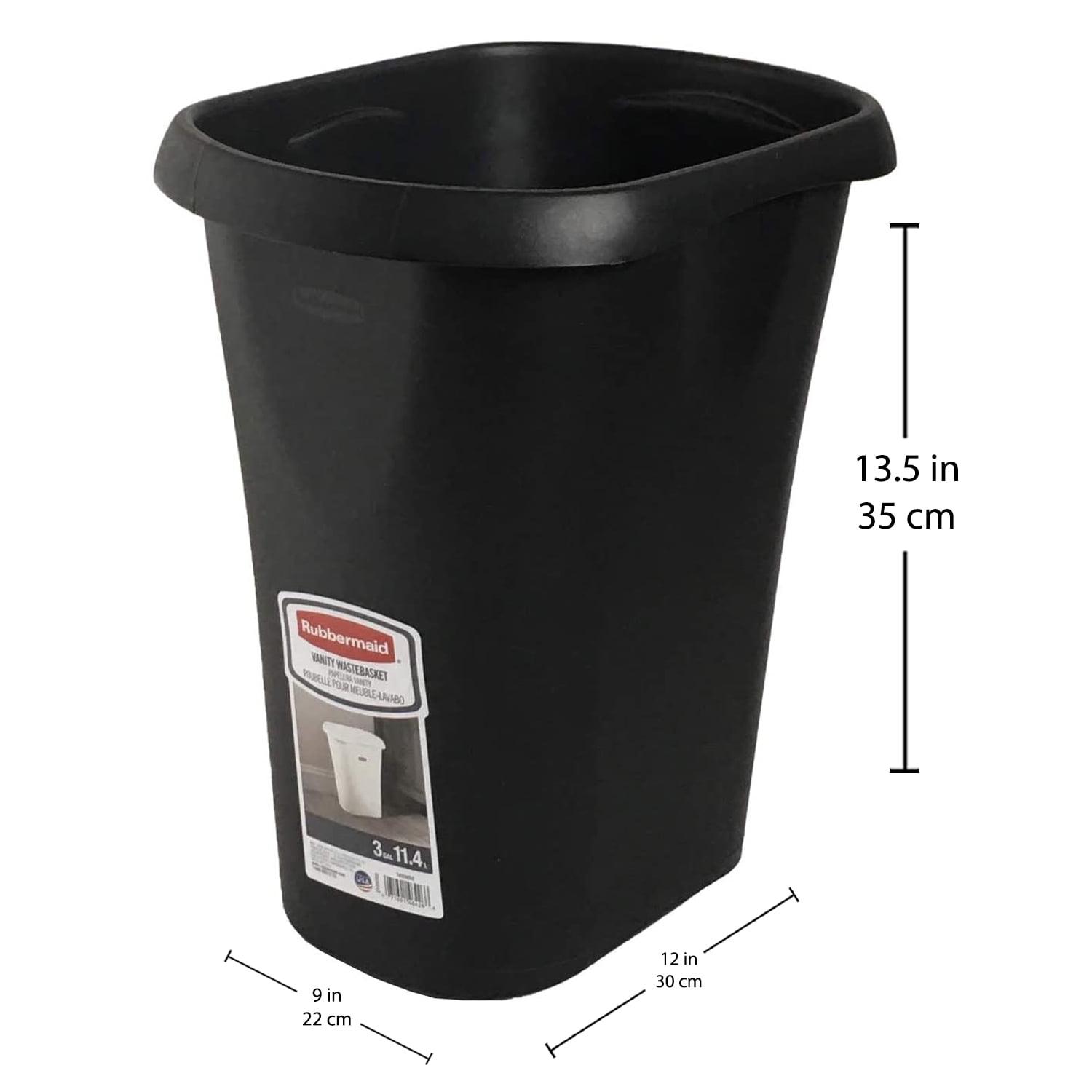 Black 3-Gallon Plastic Office Wastebasket Trash Can