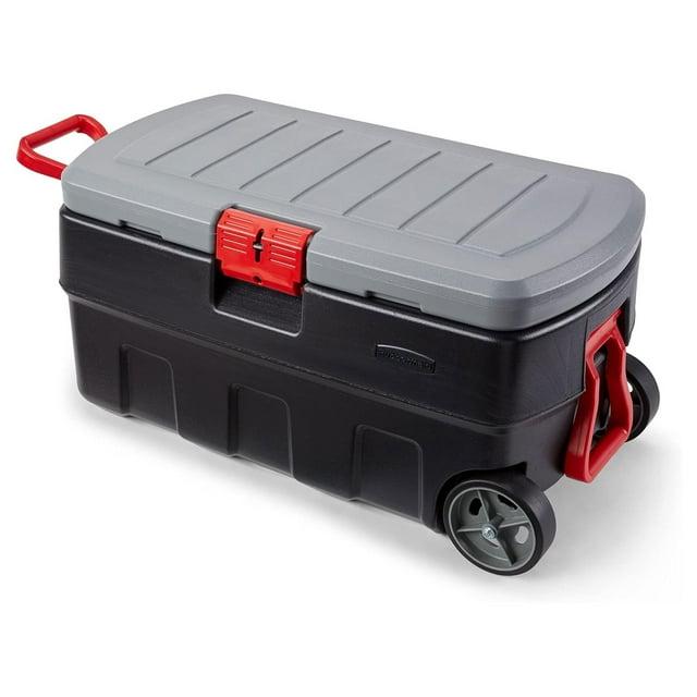 Rubbermaid Rubbermaid 35 Gal Wheeled Action Packer Heavy Duty Storage Tote with Lockable Lid