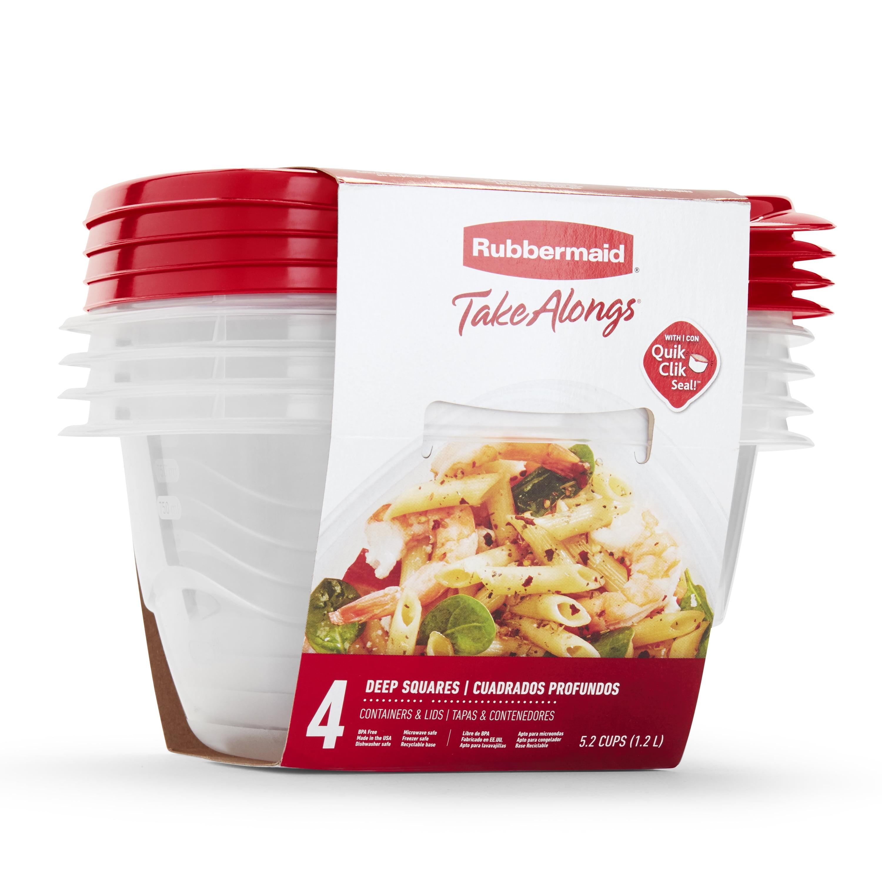 Rubbermaid 4pk 5.2c TakeAlongs Deep Square Food Storage Containers Ruby Red: Plastic Containers with Lids, Dishwasher-Safe