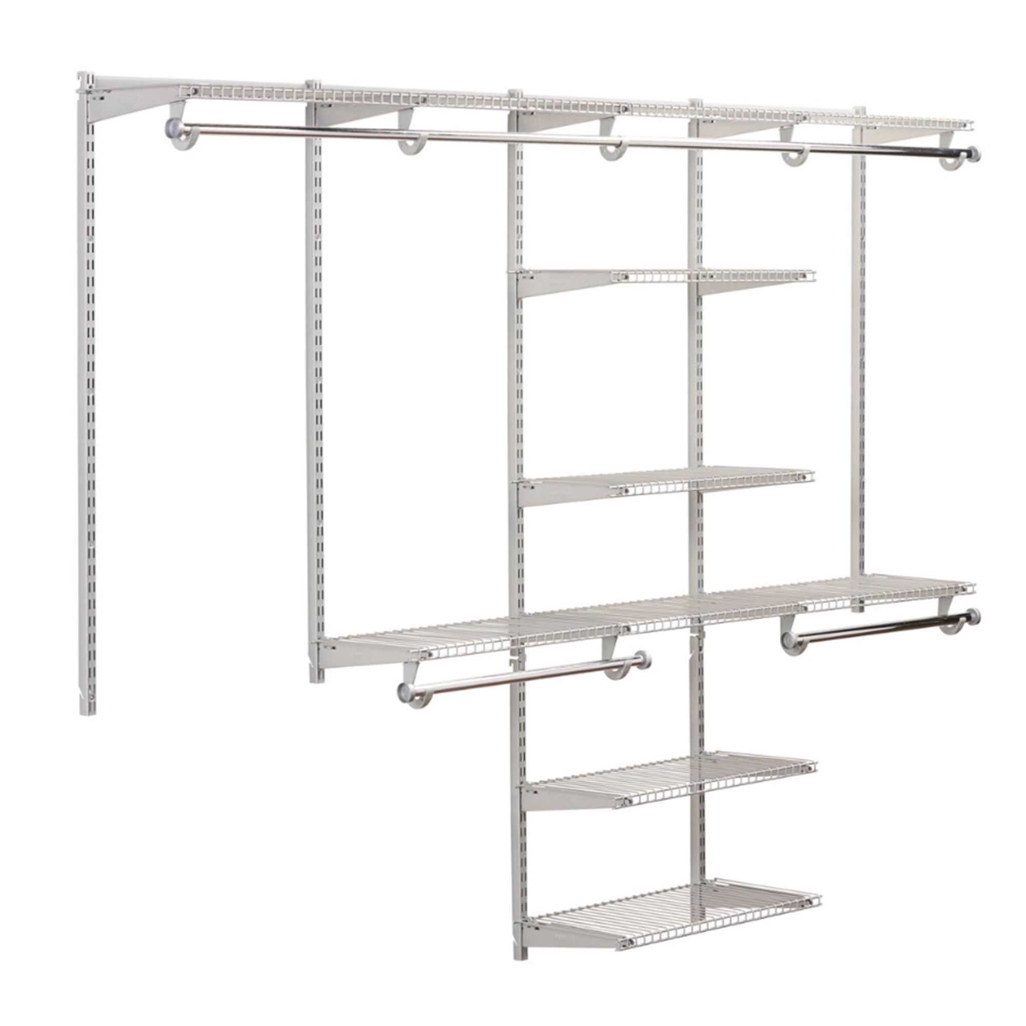 Rubbermaid Silver Adjustable Closet Shelving Kit with Hang Rod