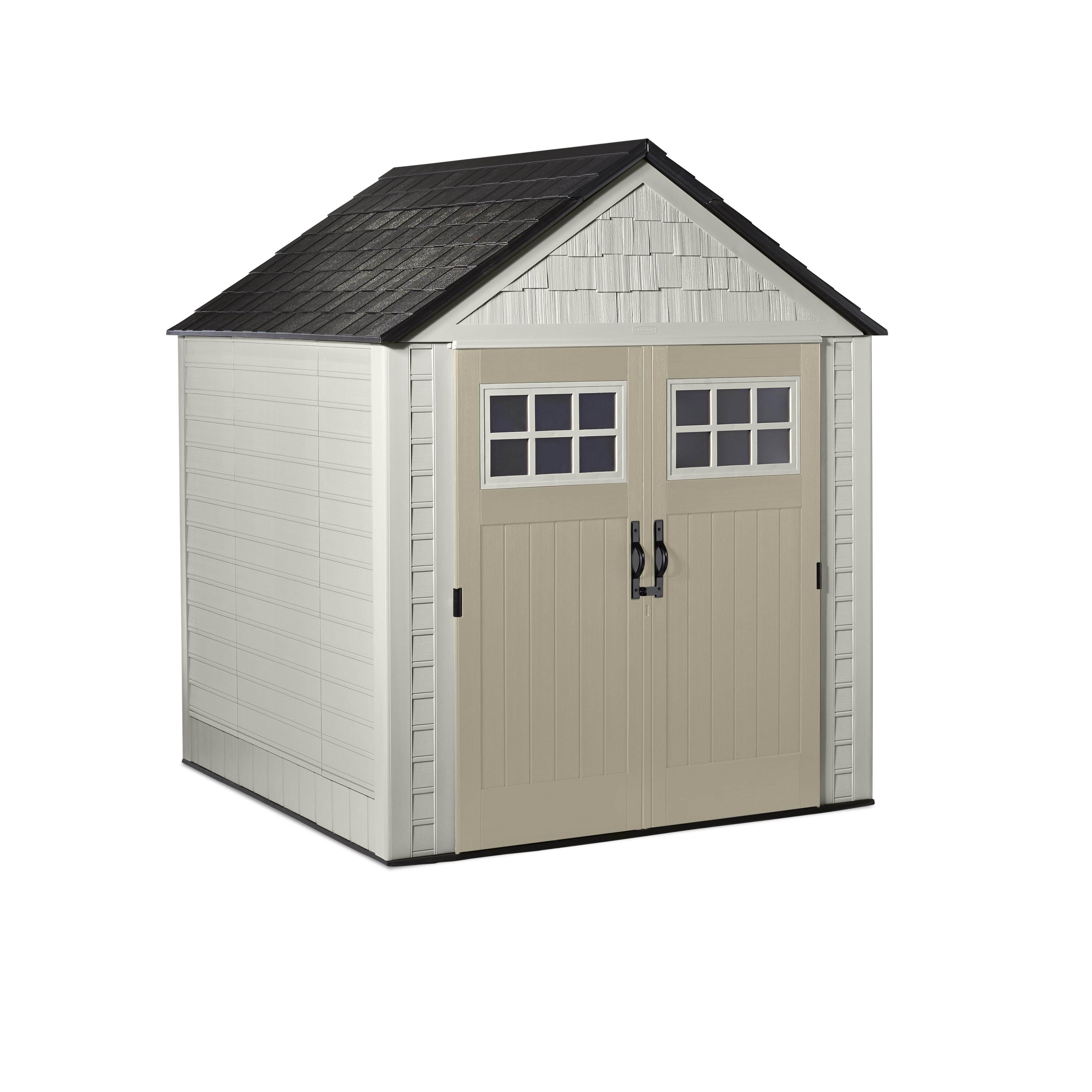 Beige 7' x 7' Resin Outdoor Storage Shed with Windows