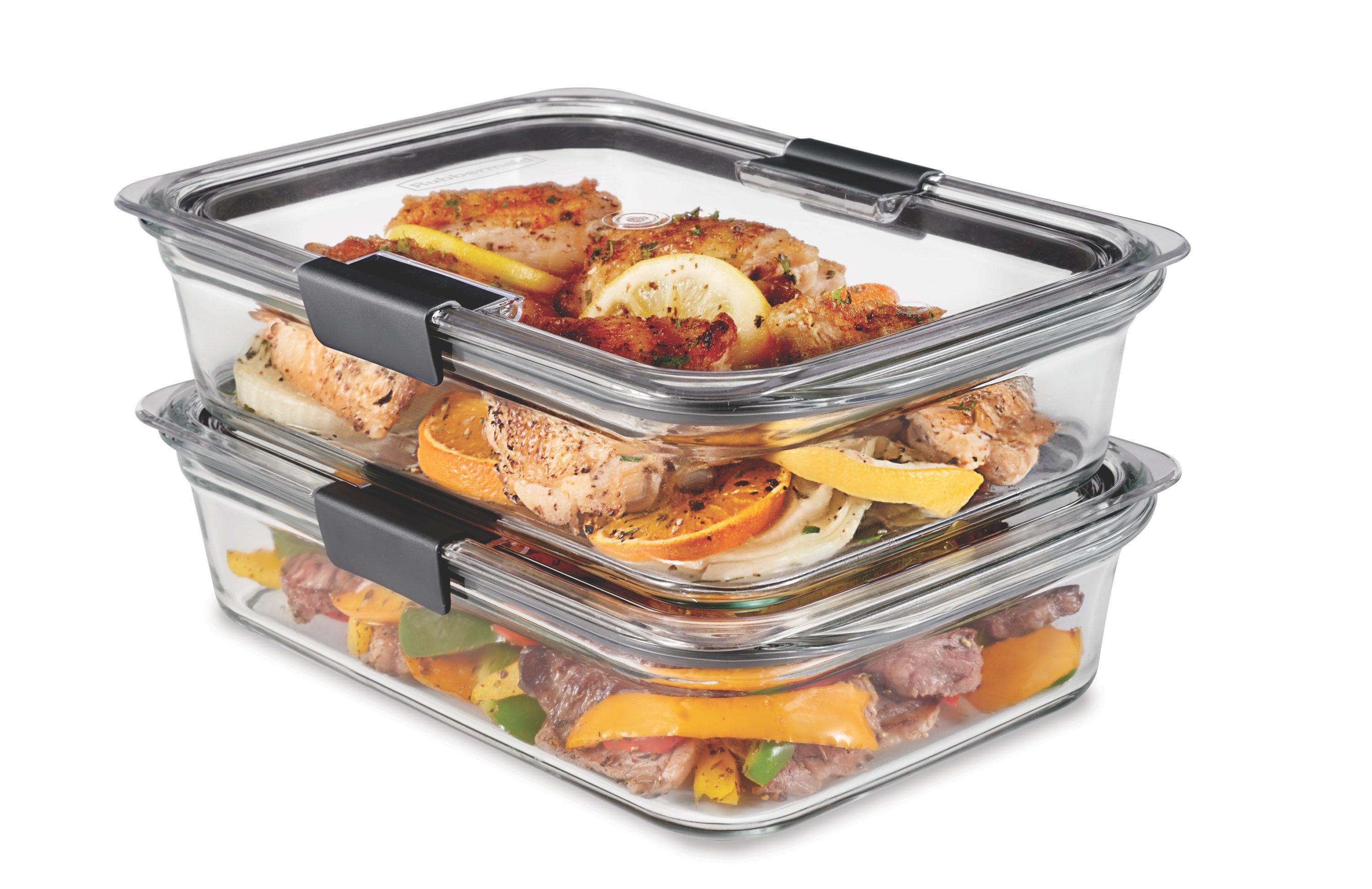 Clear Glass Rectangular Food Storage Containers with Latch Lids, 8-Cup, Set of 2