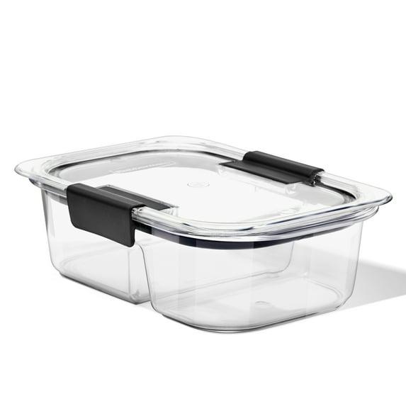Rubbermaid Brilliance 2.85c Plastic Divided Meal Prep Food Storage Container Clear: Dishwasher, Microwave & Freezer Safe