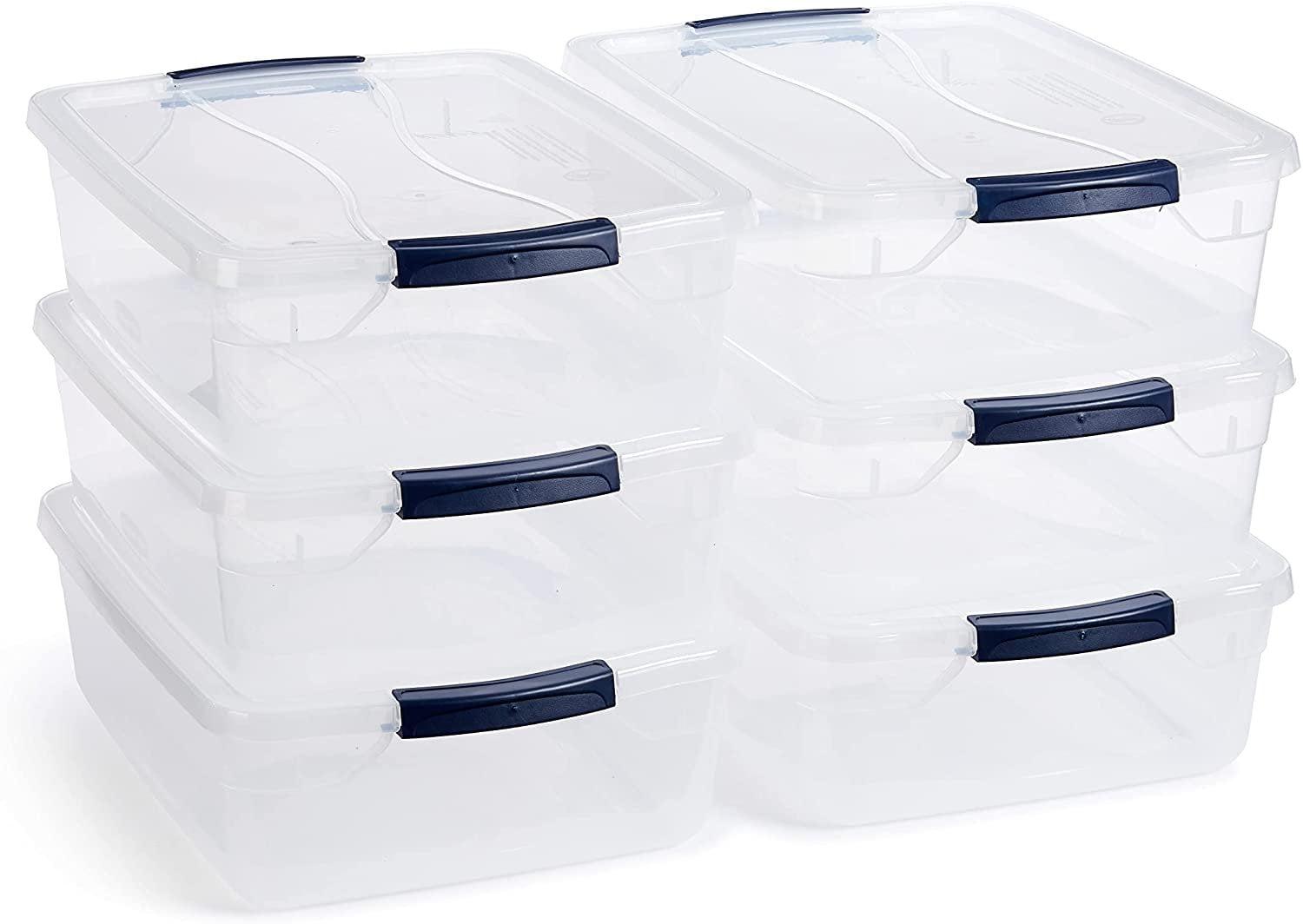 Rubbermaid Cleverstore Clear Latching Stackable Plastic Storage Tote Containers with Lids for Home and Office Organization