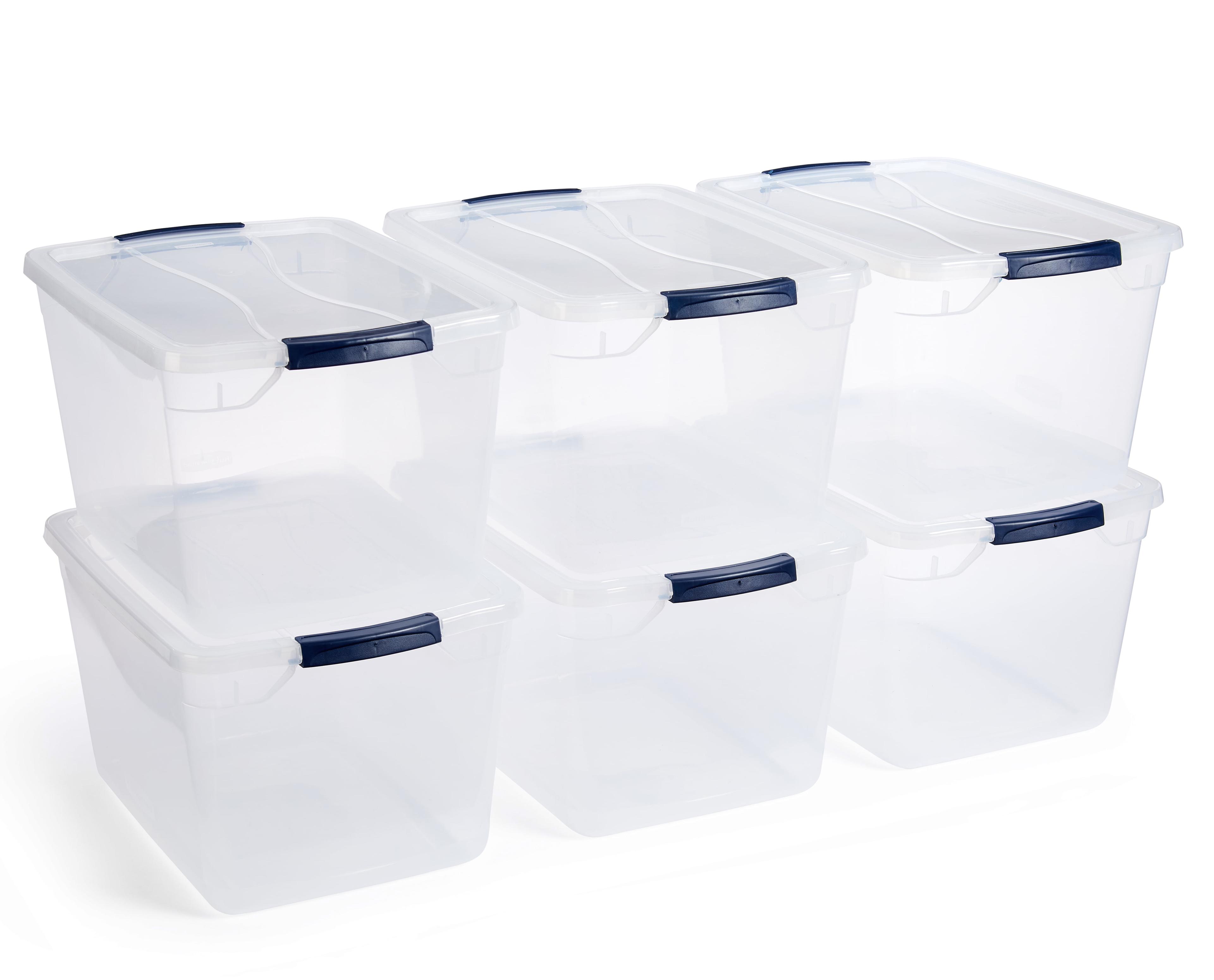 Clear 30 Qt Stackable Plastic Storage Totes with Lids, 6 Pack