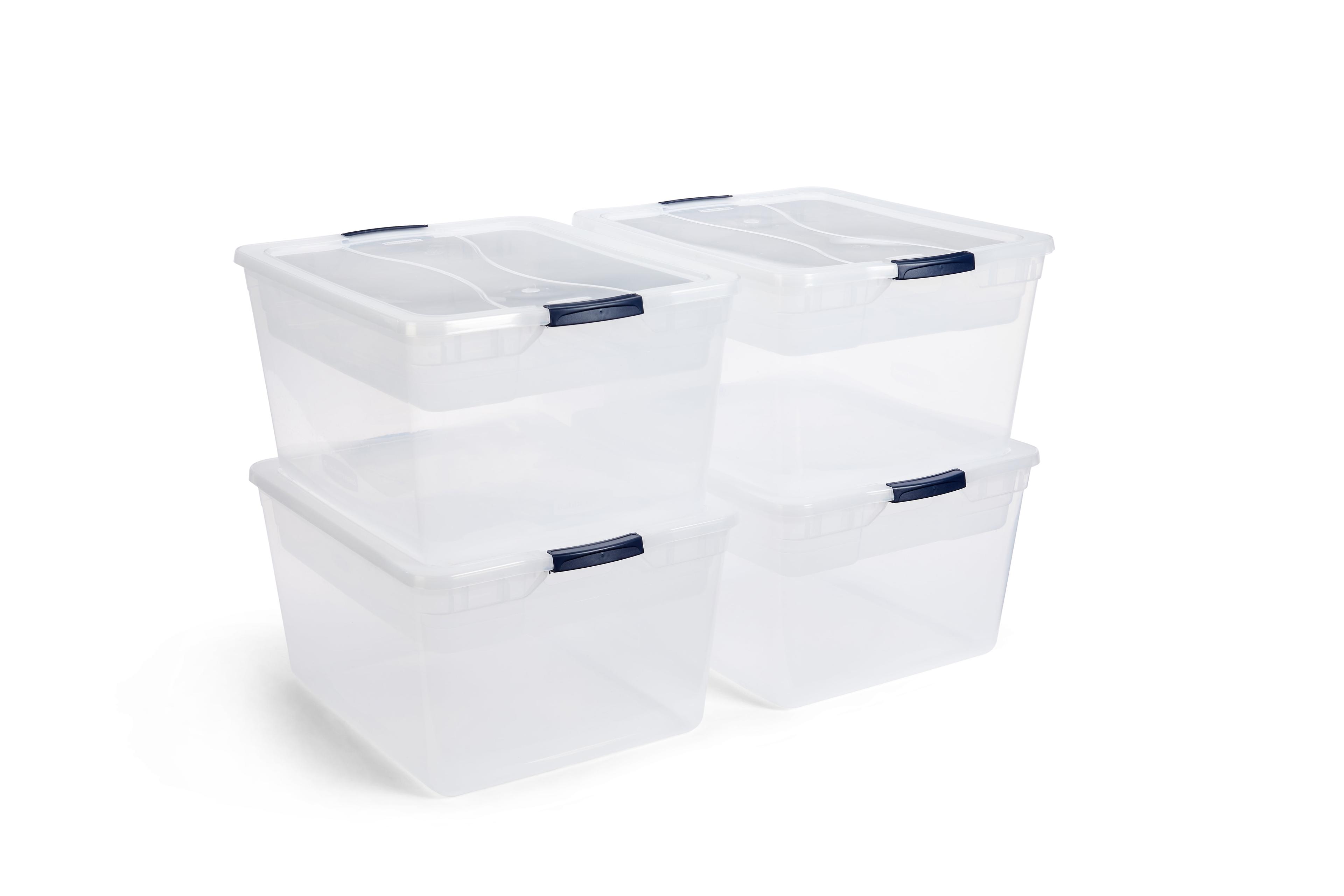 Clear Stackable Plastic Storage Bins with Latching Lids, 71 Quart