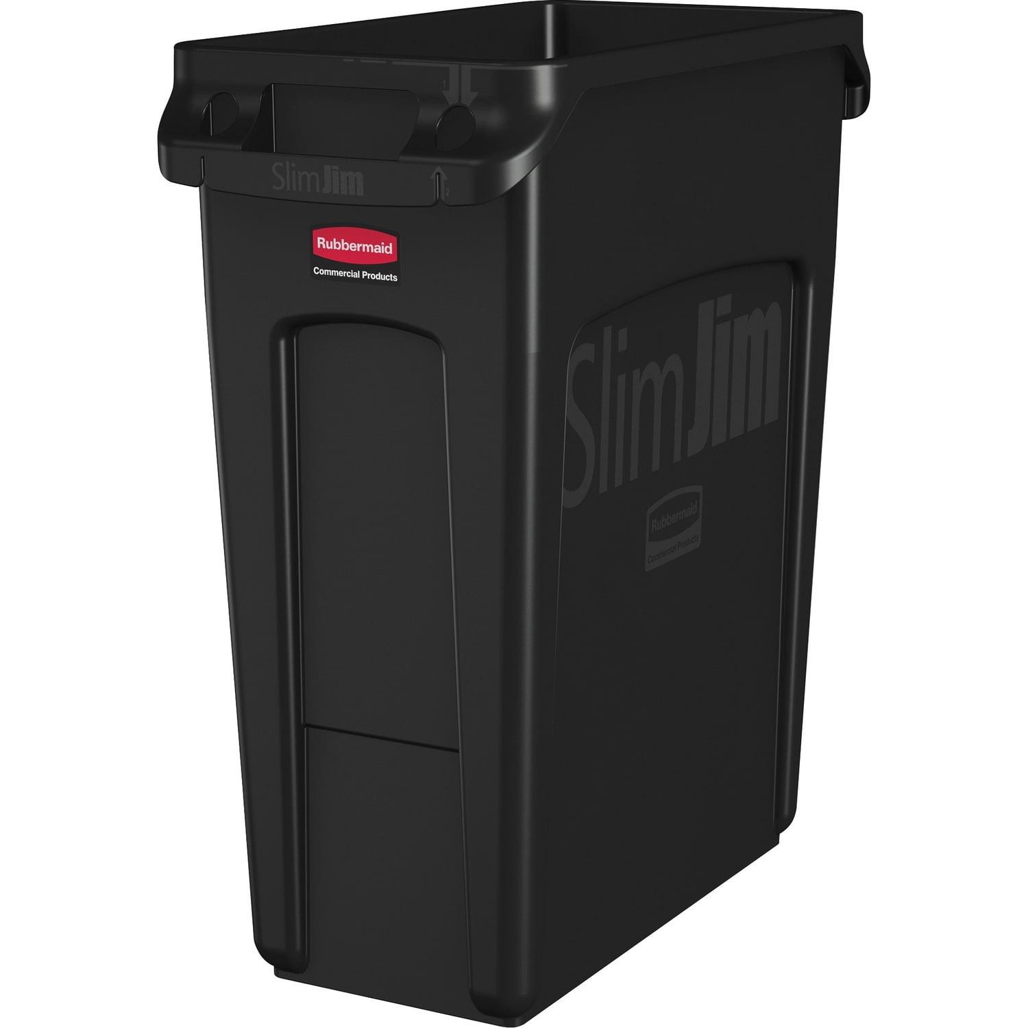 Black 16 Gallon Slim Jim Plastic Trash Can with Pedal