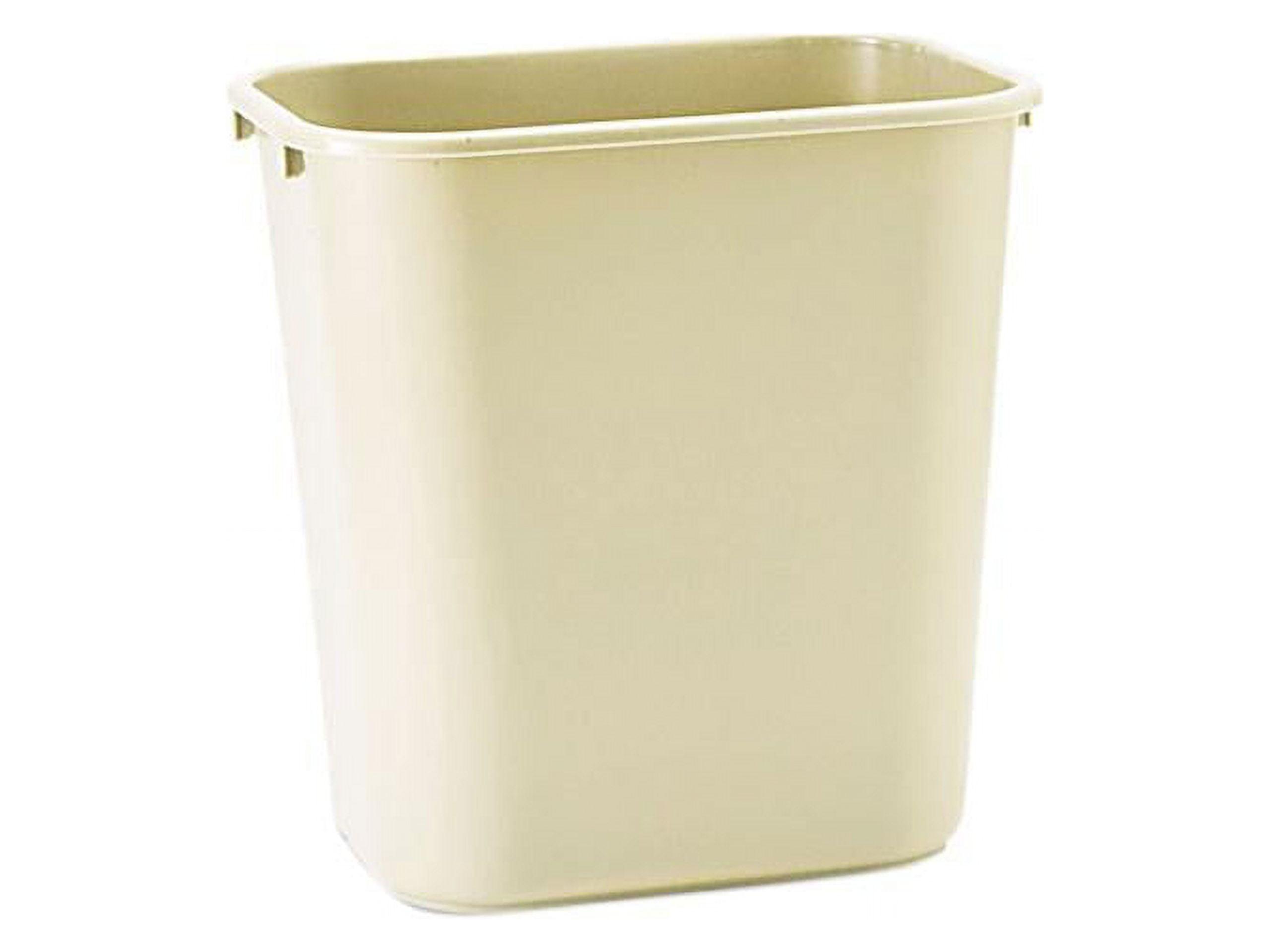 Beige 28-Quart Rectangular Plastic Office Wastebasket