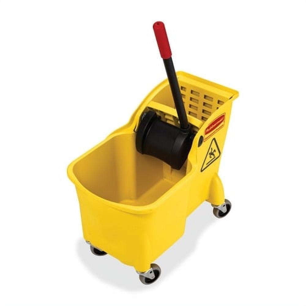 Compact 31-Quart Yellow Polypropylene Mop Bucket with Metal Handle