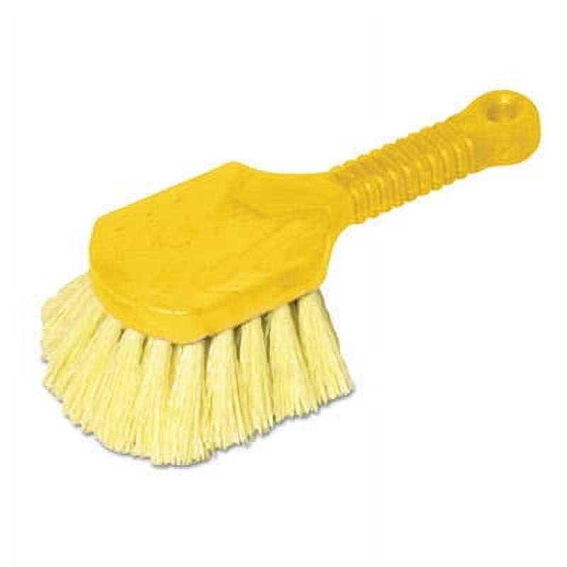 Yellow 8-Inch Plastic Handle Utility Scrub Brush