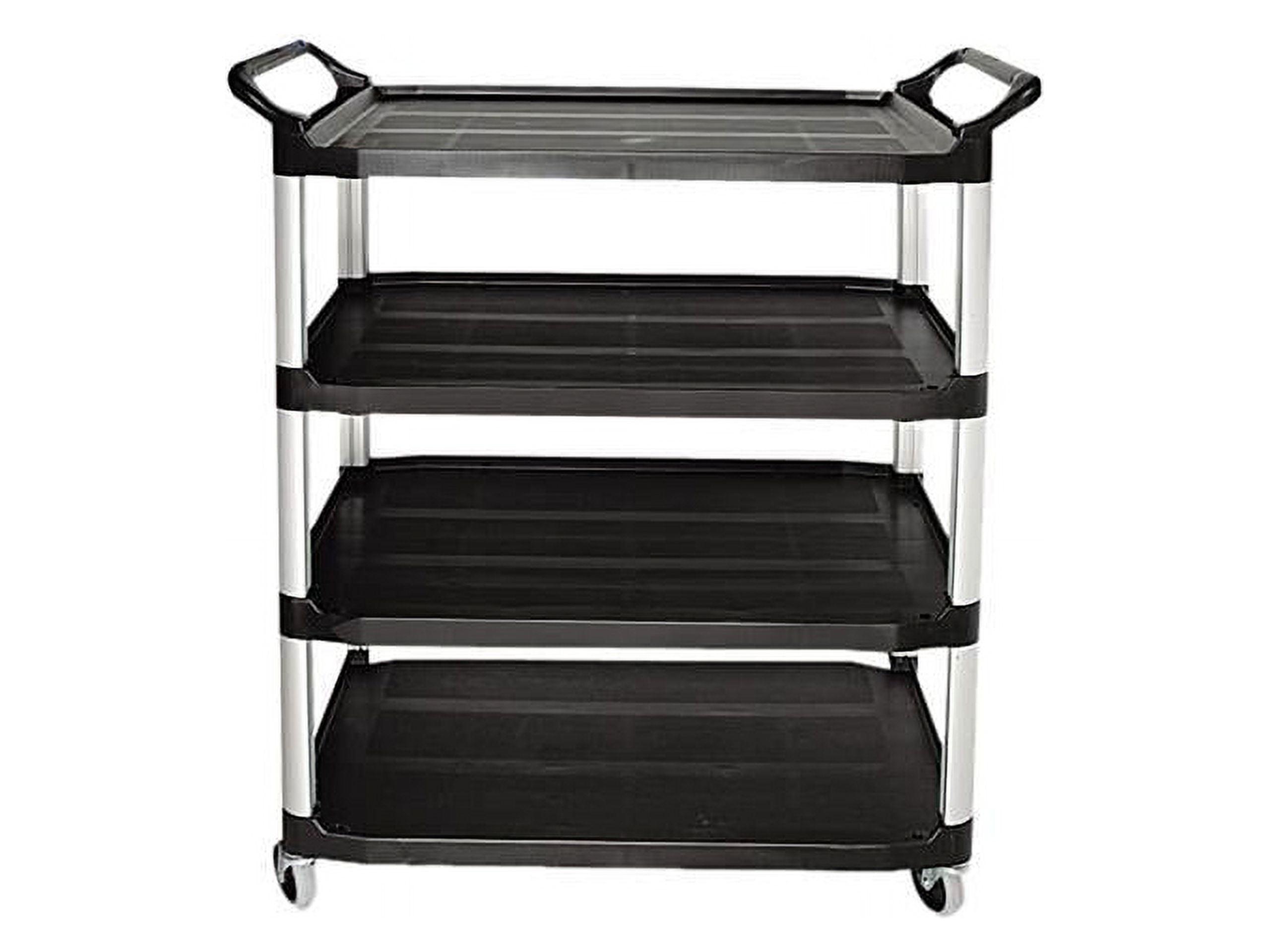 Sleek Black 4-Shelf Utility Cart with Durable Metal Frame