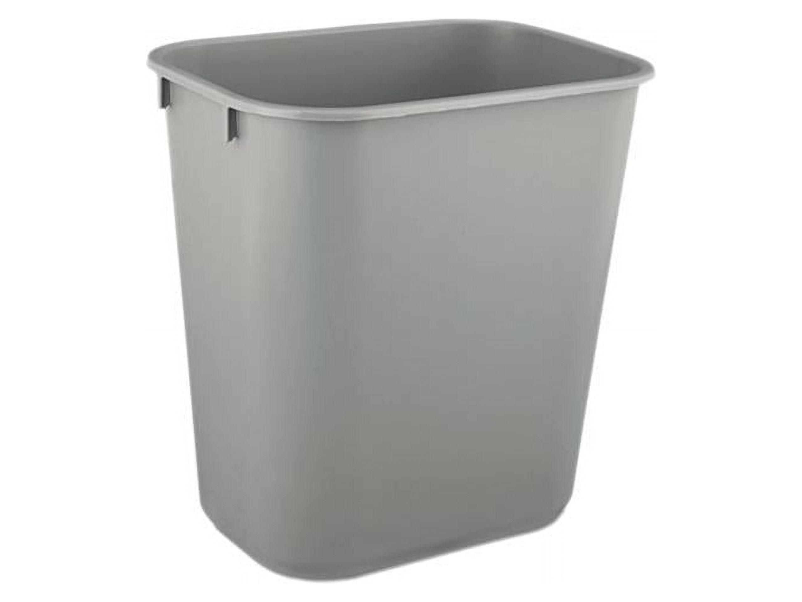 Gray Rectangular Plastic Office Wastebasket 3.5 Gallon