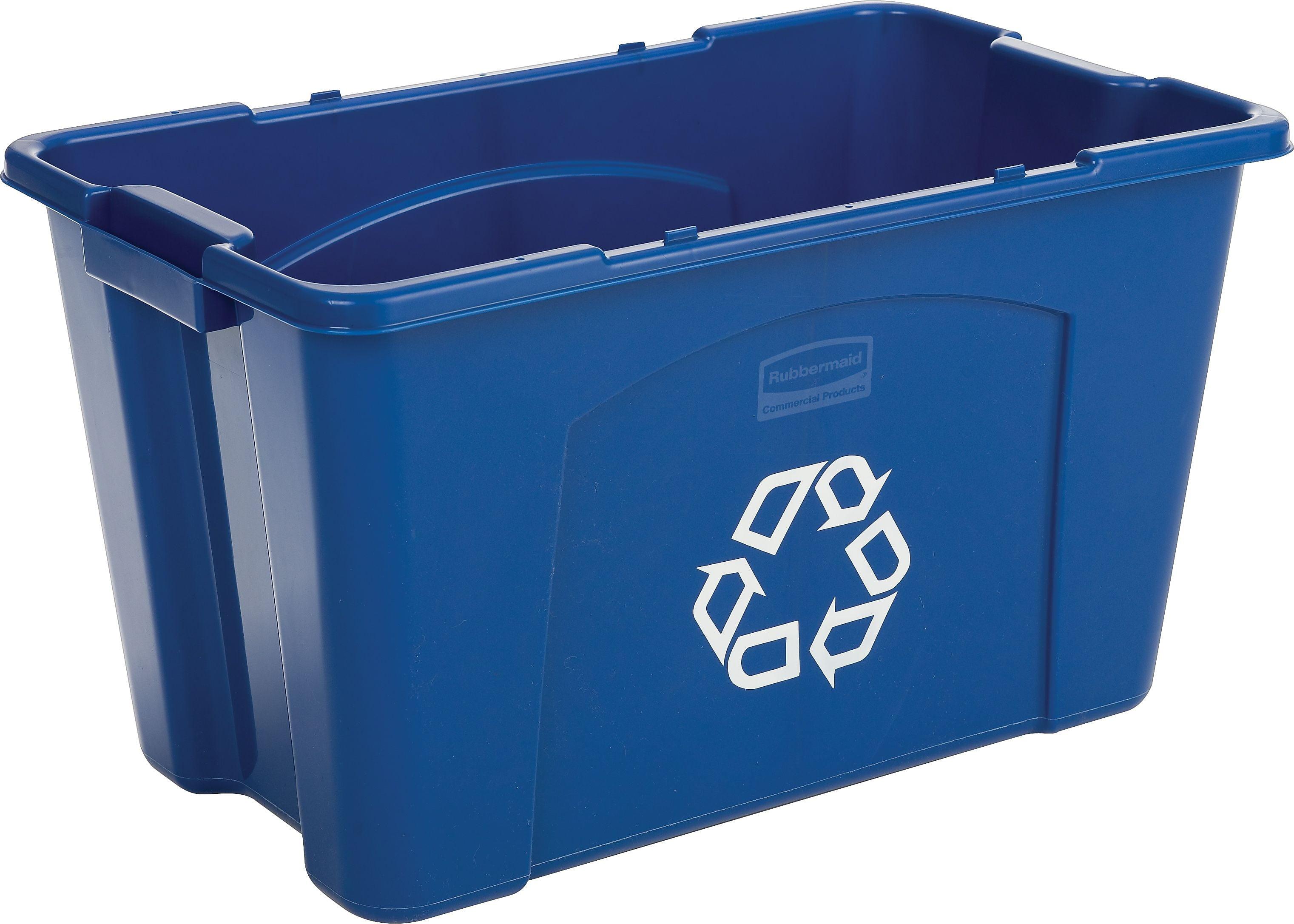 Rubbermaid Commercial Products FG571473BLUE Stackable Recycling Bin, 14 Gallon, Blue