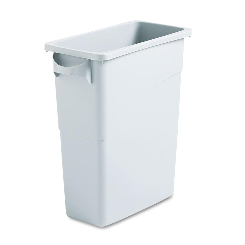 Gray Plastic Slim Jim Vented Recycling Container, 16 Gallon