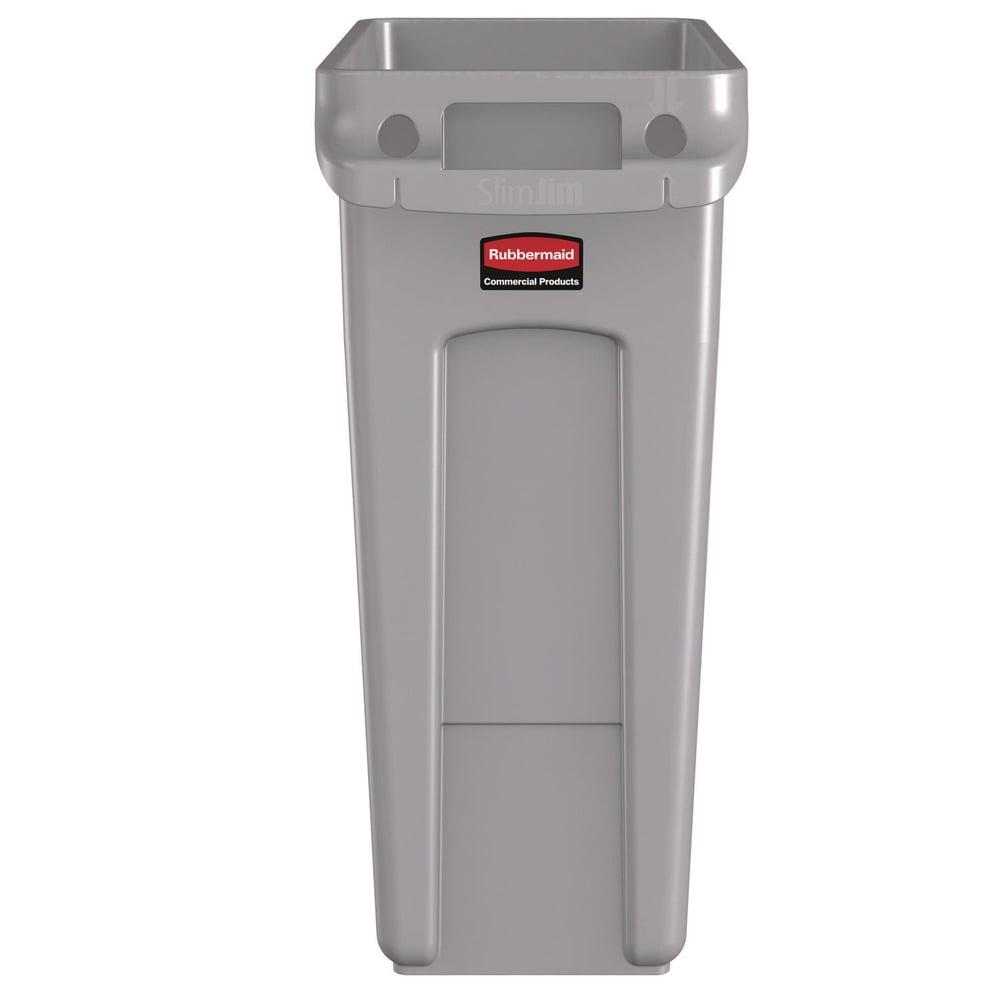 Rubbermaid Commercial Slim Jim Waste Container w/Handles Rectangular Plastic 15.875gal Light Gray