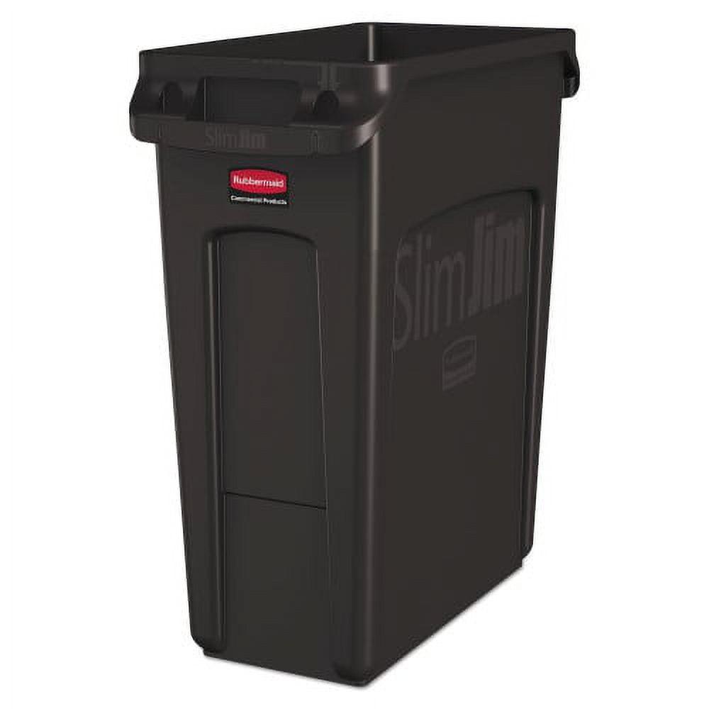 Black 16 Gallon Slim Jim Plastic Trash Can with Pedal