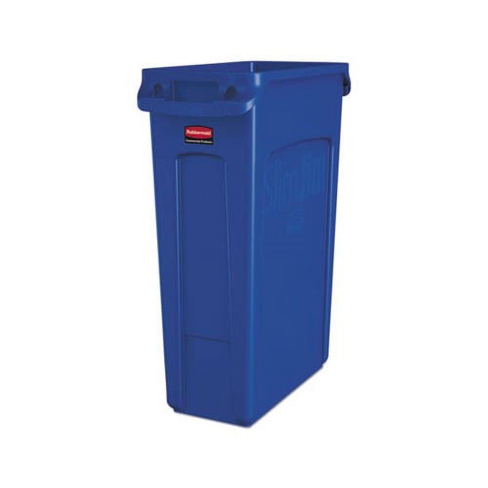 Rubbermaid Commercial Venting Slim Jim Waste Container - 23 gal Capacity - Durable, Vented, Handle - 30" Height x 22" Width x 11" Depth - Blue - 1 Each