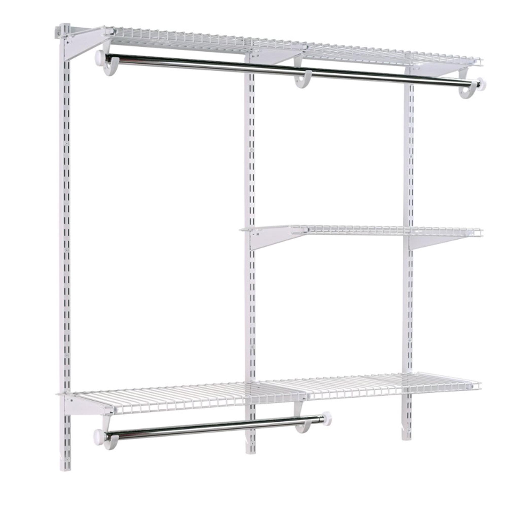 White Adjustable Metal Closet Kit with Shelving and Hanging Storage