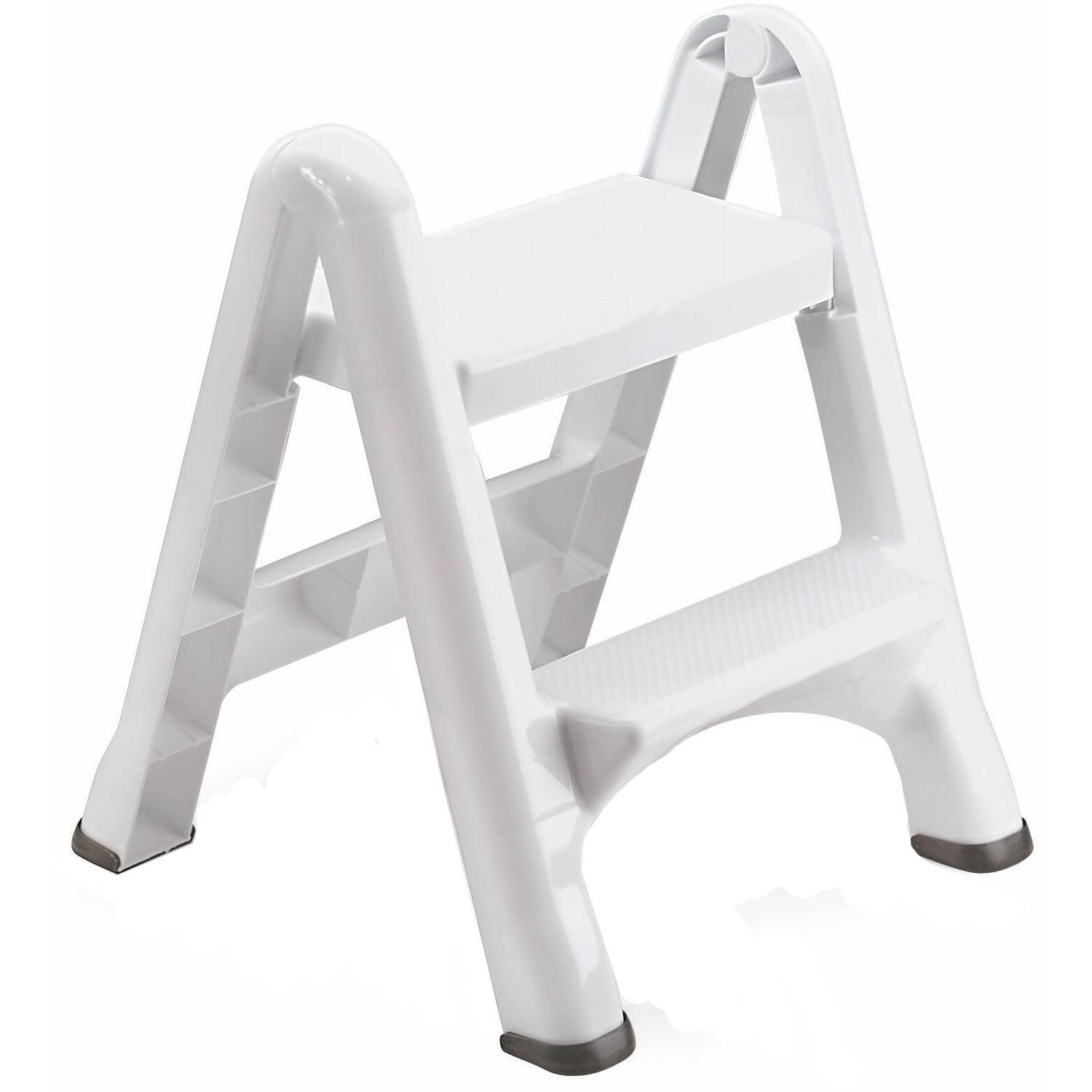 White 2-Step Foldable Plastic Step Stool