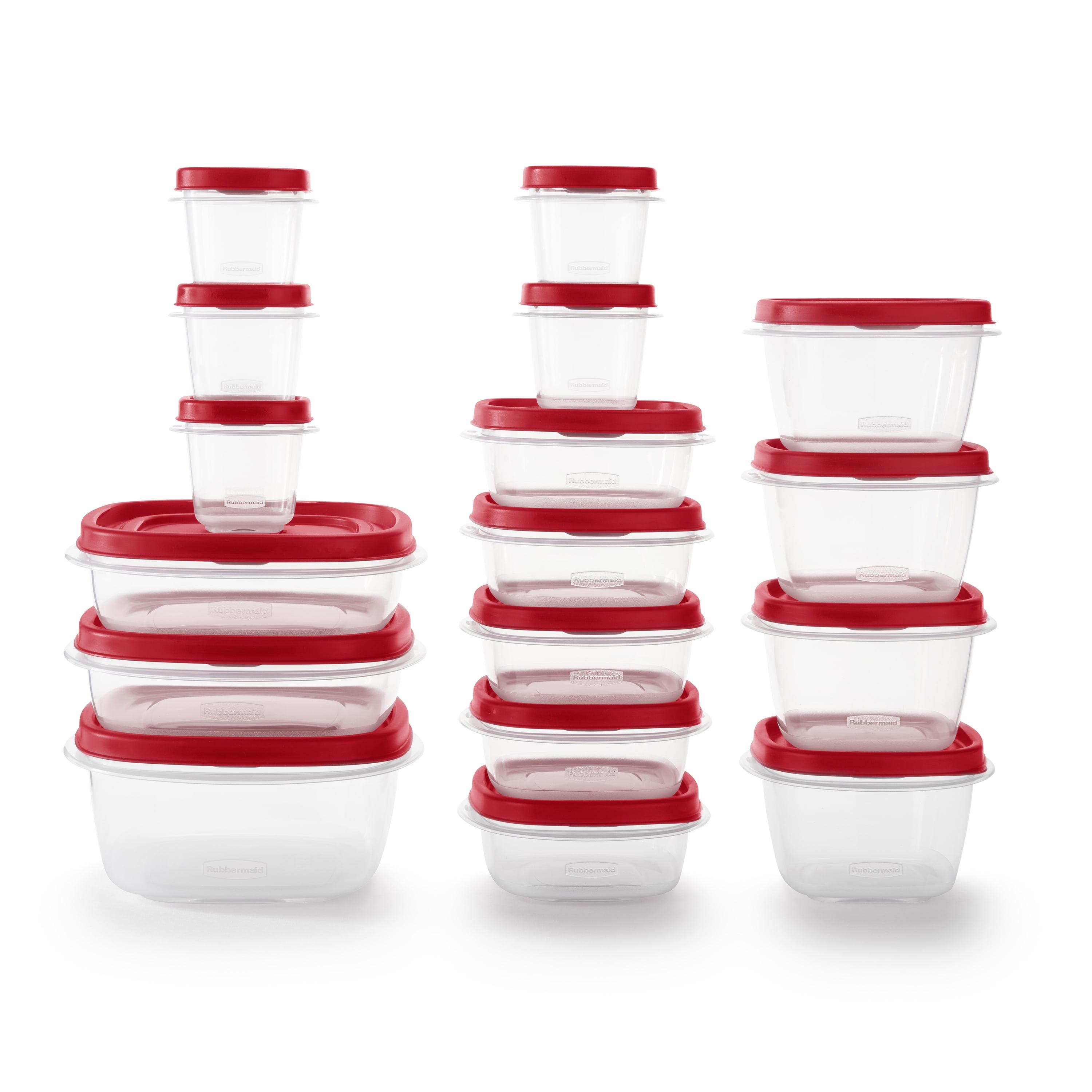 34-Piece Clear Plastic Food Storage Container Set with Red Lids