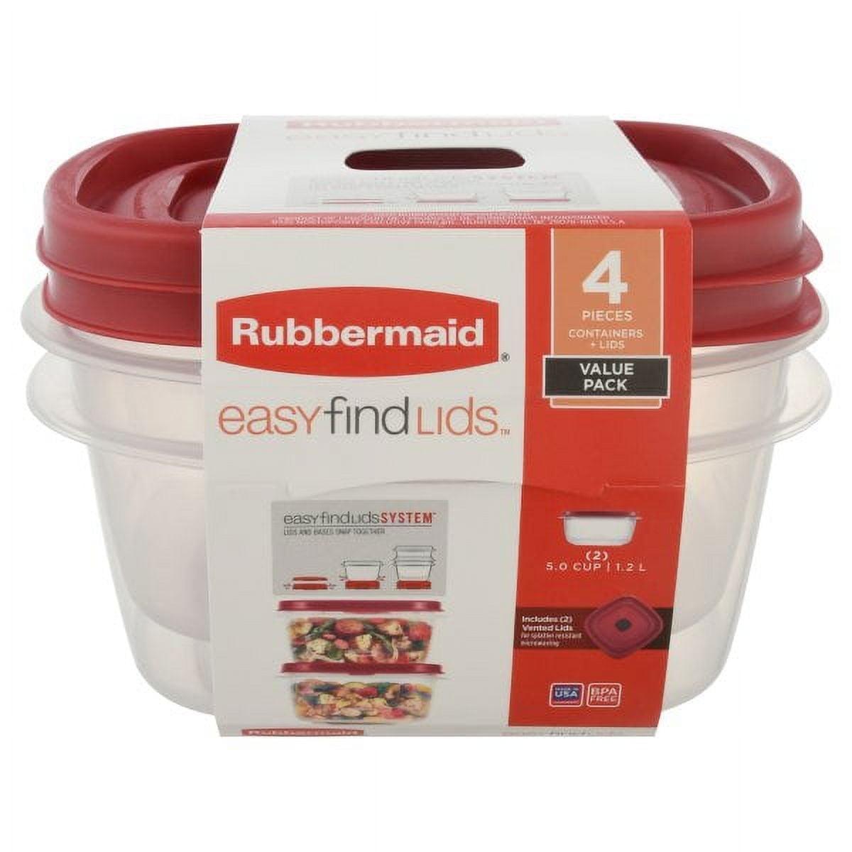 Rubbermaid Easy Find Lids 5-Cup Food Storage Containers With Red Vented Lids (Pack of 2 containers)