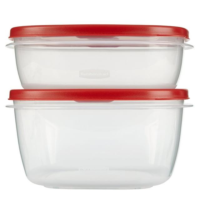 Rubbermaid 4pc Easy Find Lids Food Storage Containers Red: BPA-Free, Stackable, Microwave & Freezer Safe, 14 & 9 Cup