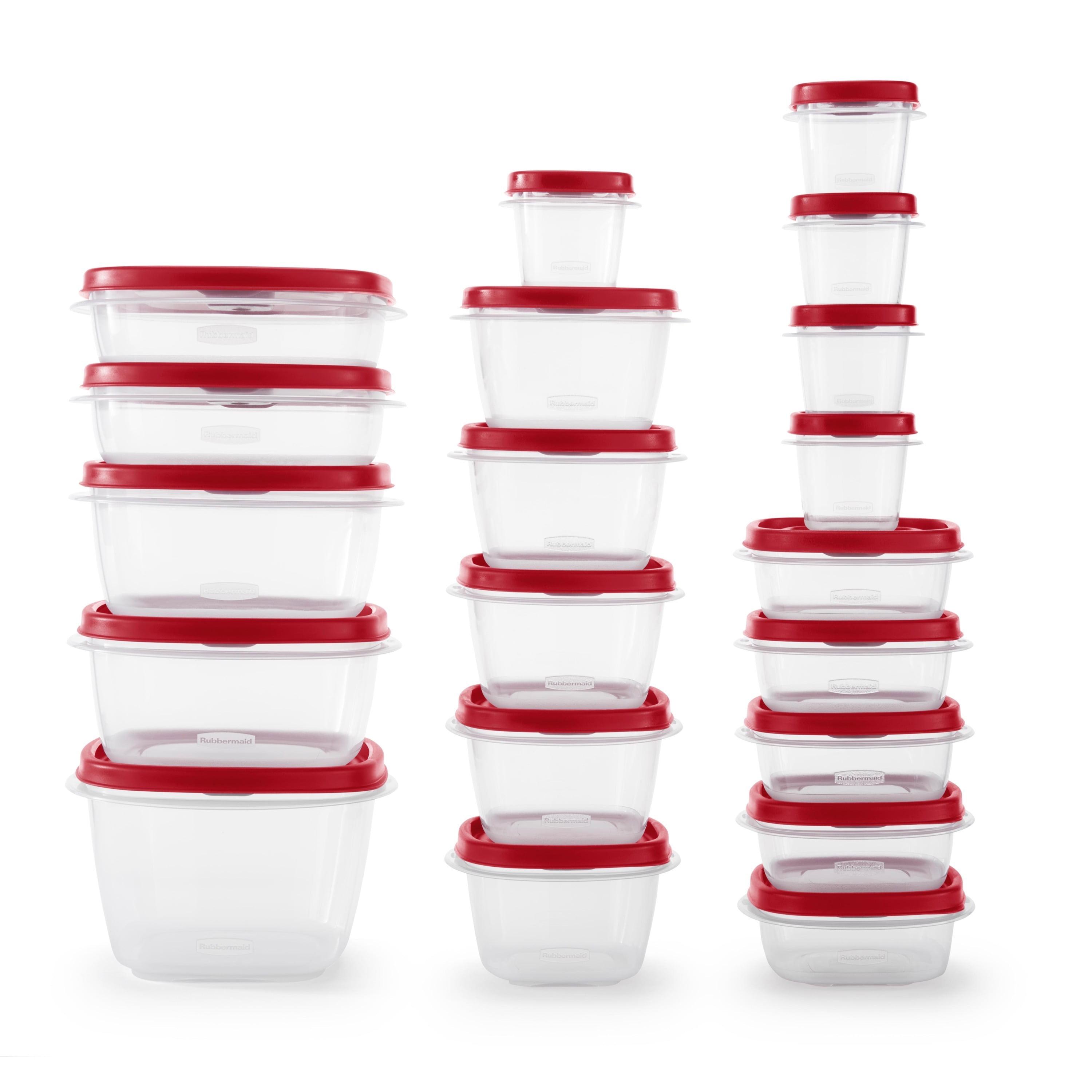 40-Piece Red and Clear Plastic Food Storage Container Set