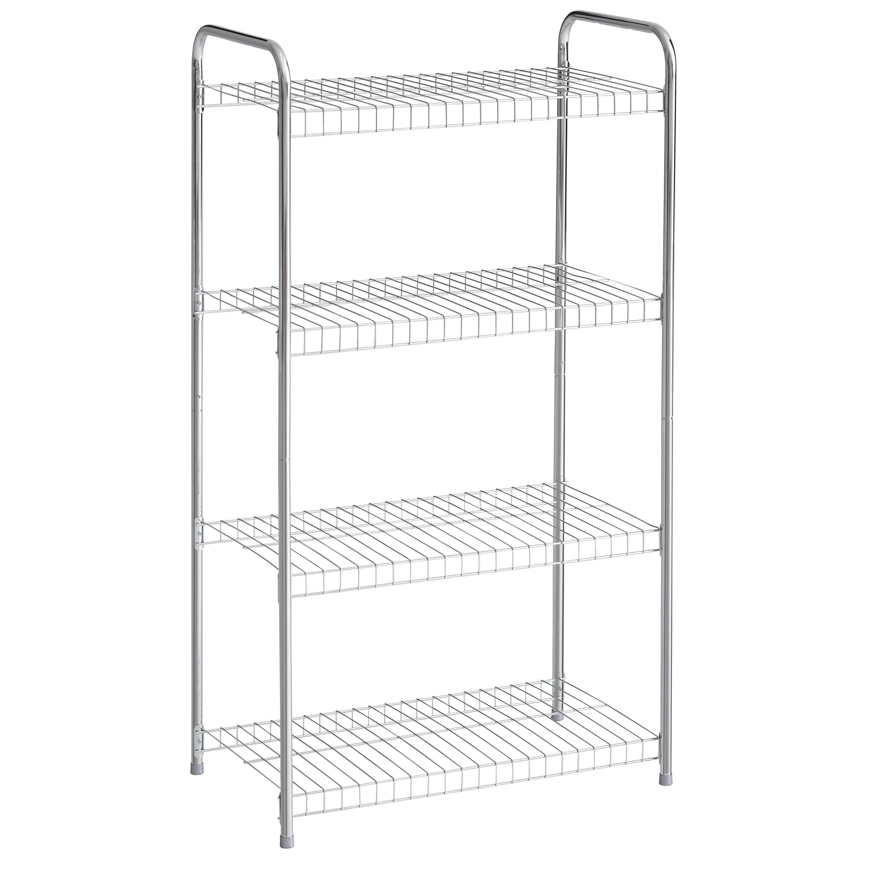 Rubbermaid Rubbermaid Freestanding 4-Tier Multipurpose Wire Shelving Unit, Satin Nickel