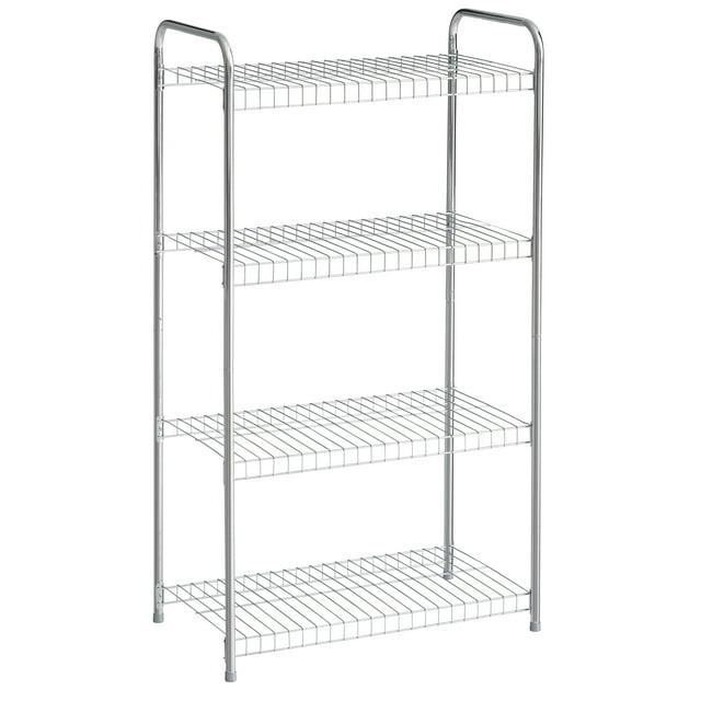 Rubbermaid Rubbermaid Freestanding 4-Tier Multipurpose Wire Shelving Unit, Satin Nickel