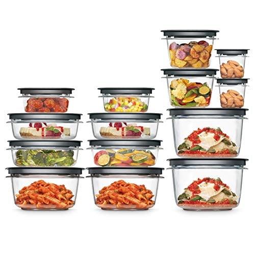 28-Piece Clear and Grey BPA-Free Food Storage Container Set