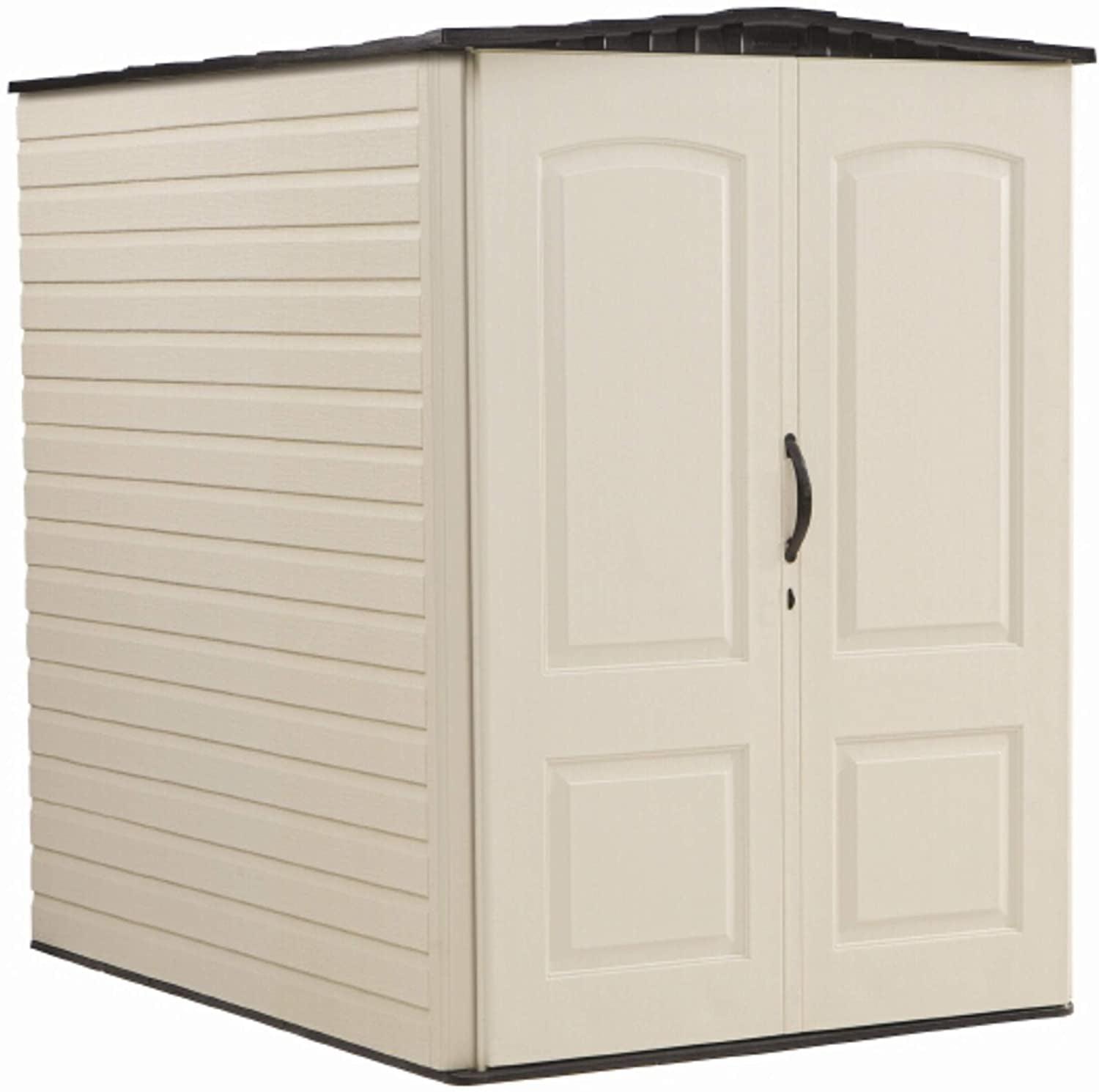 Beige Resin 5x6 ft Vertical Outdoor Storage Shed with Shelving