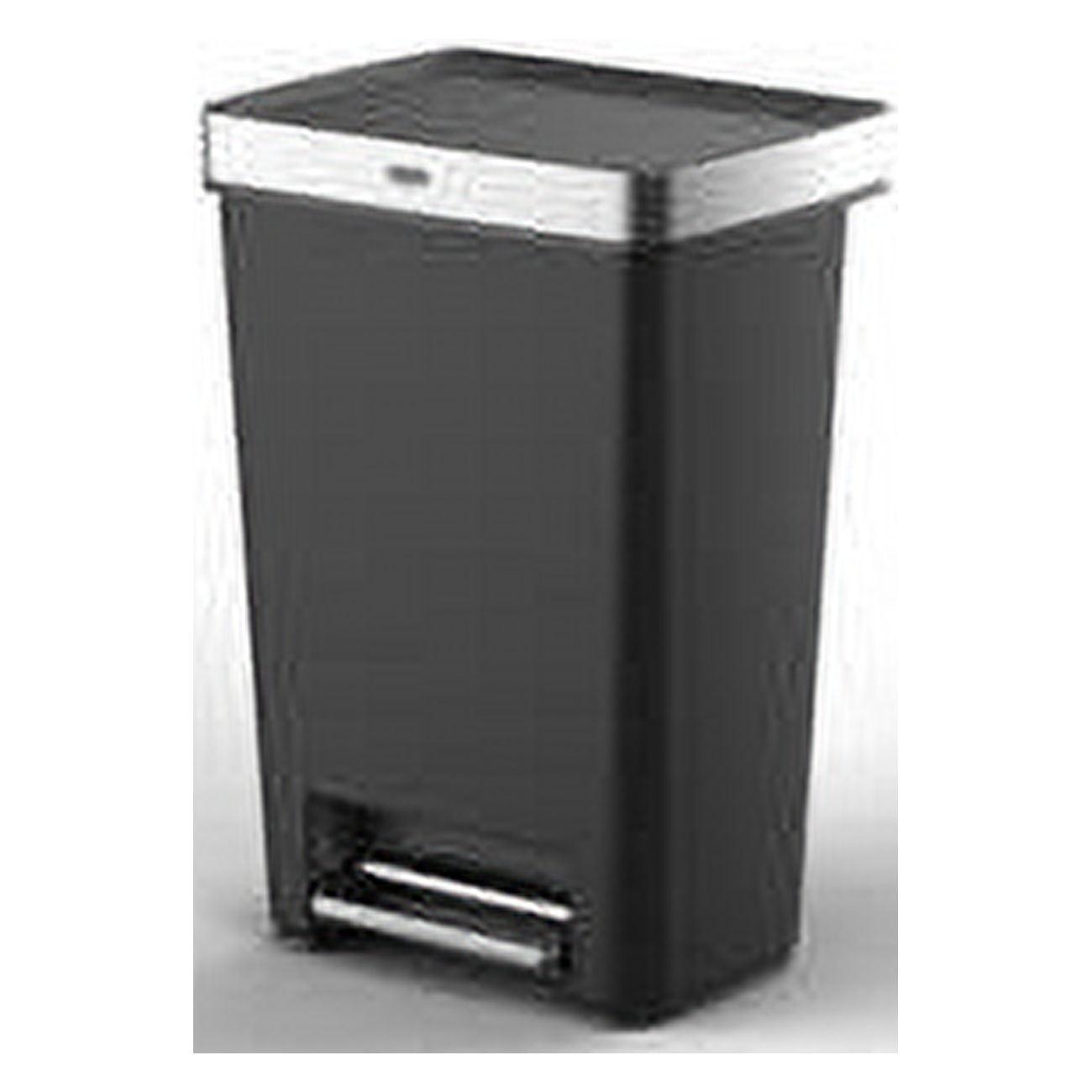 Gray Plastic 13 Gallon Step-On Trash Can with Stainless Steel Pedal