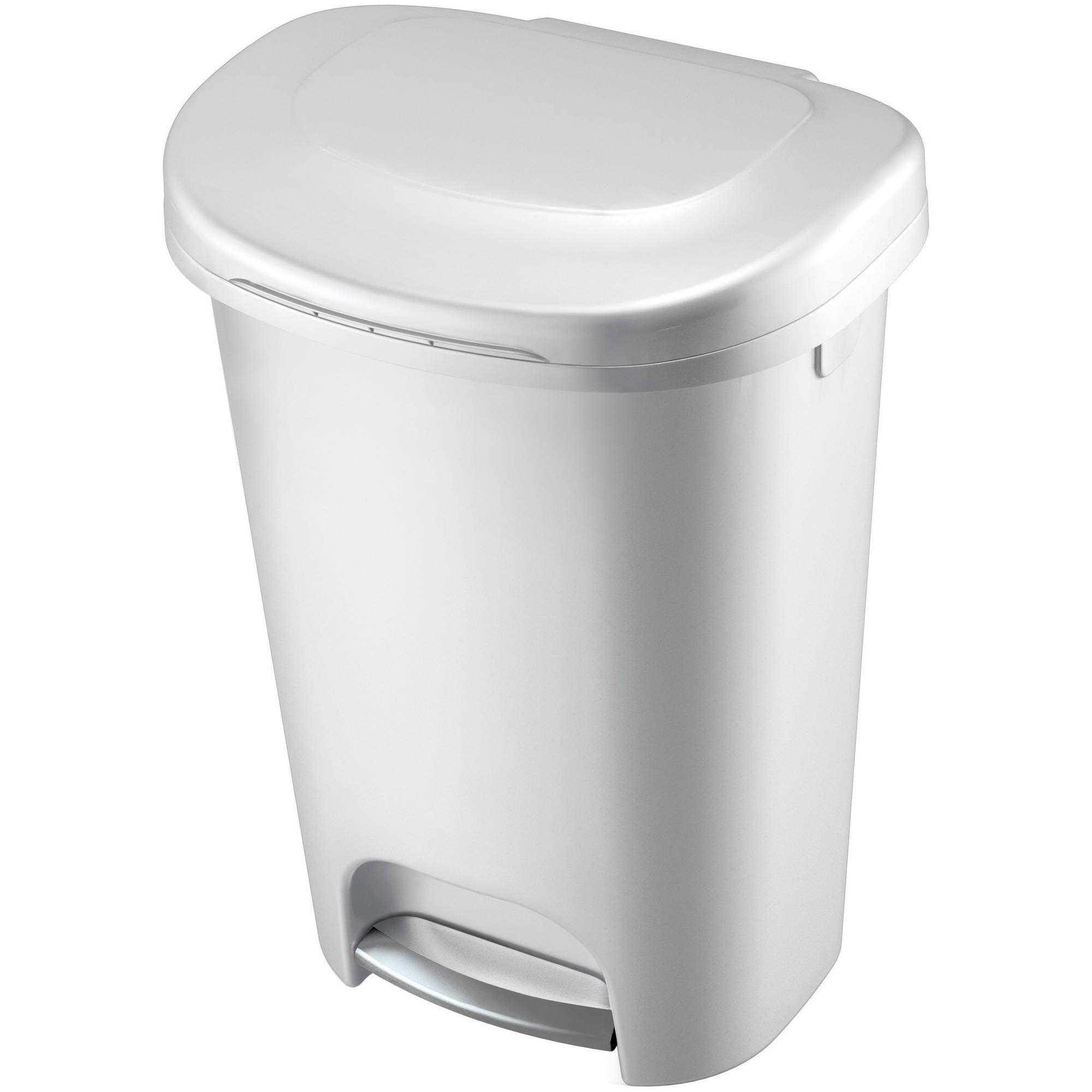 Rubbermaid, Premium Step On Wastebasket, Plastic, 13 gal, White