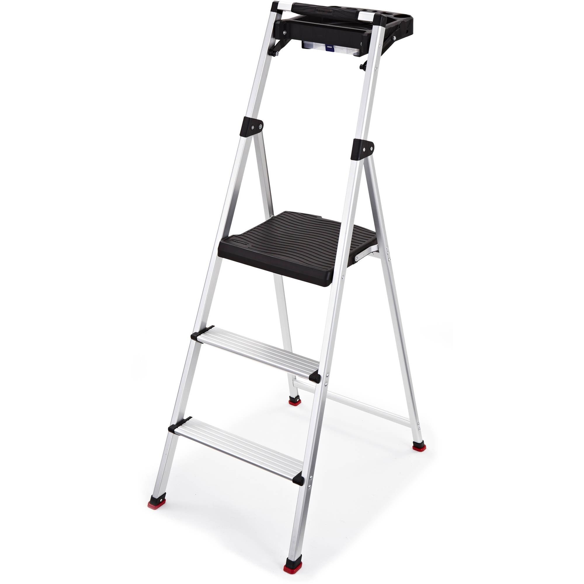 Rubbermaid RMA-3T 3-Step Lightweight Aluminum Step Stool, 225 lb. Capacity