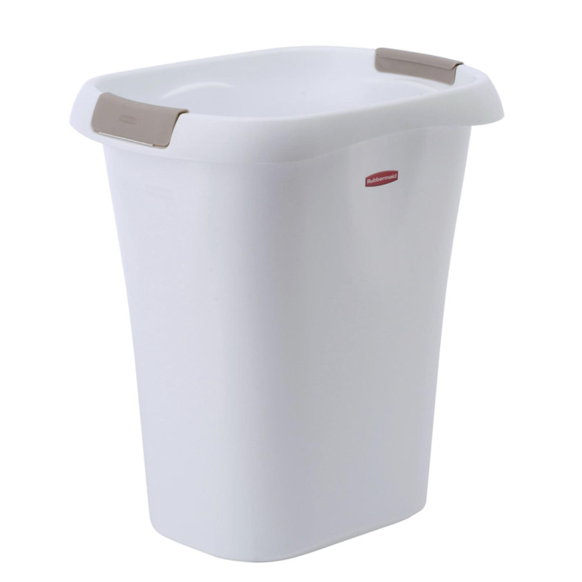 White Polypropylene Tapered Trash Can with Liner Lock