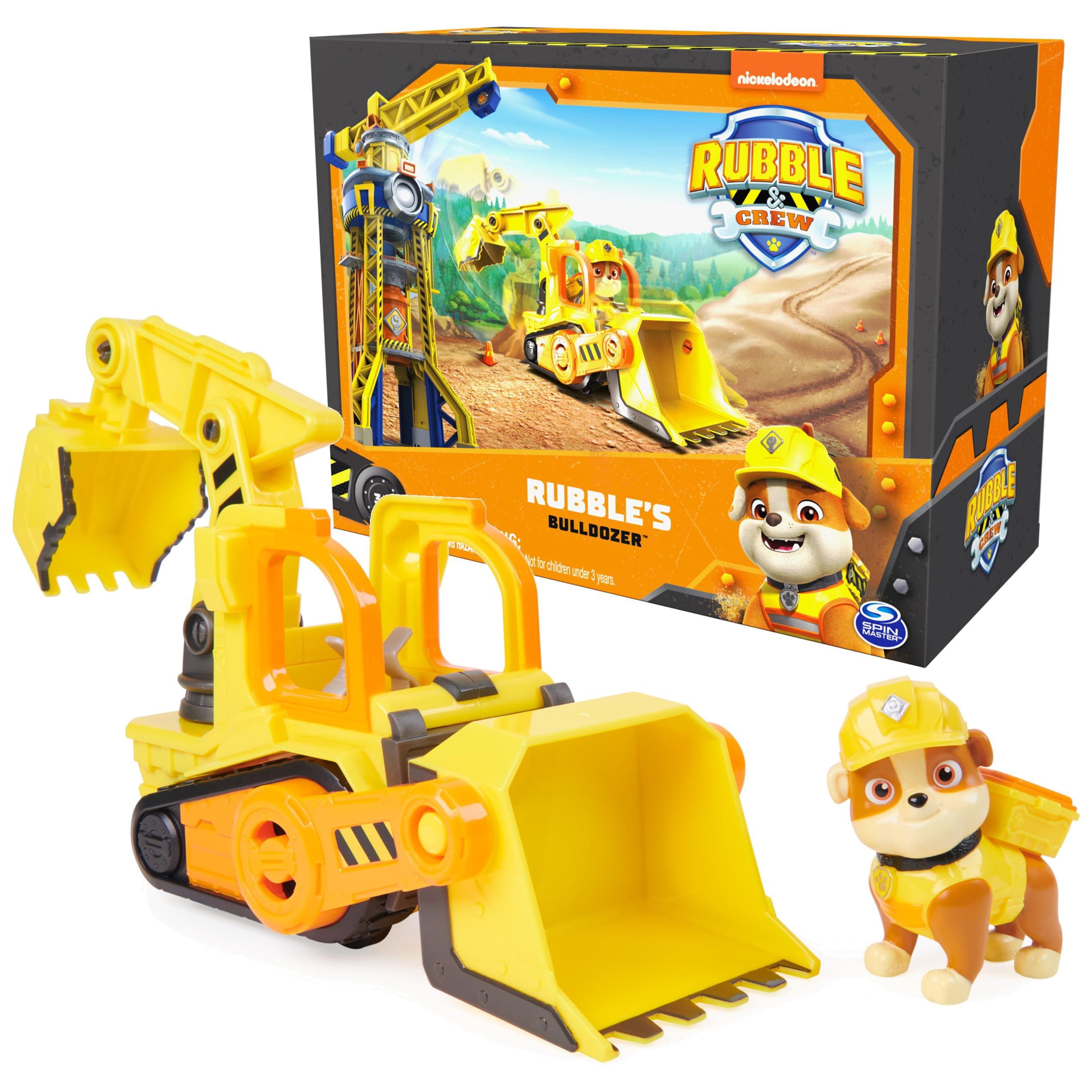 Rubble's Yellow Plastic Bulldozer Toy Truck with Action Figure