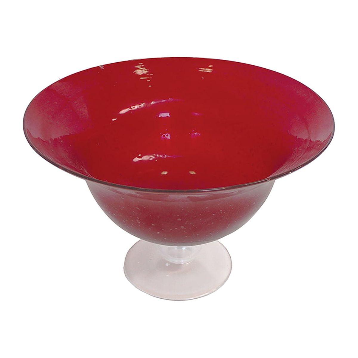 Handcrafted Ruby Red Glass Compote Bowl